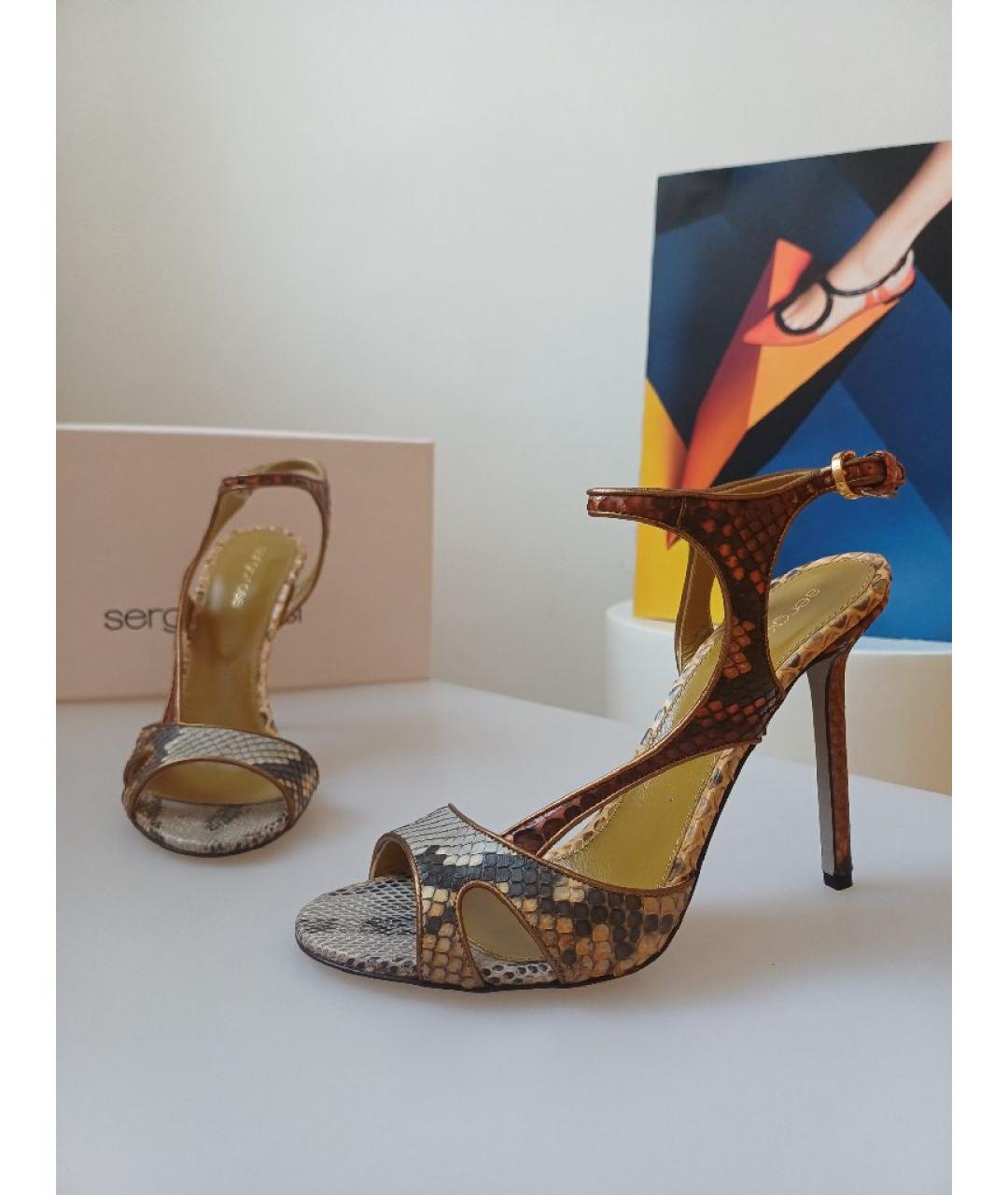 SERGIO ROSSI Мульти босоножки из экзотической кожи, фото 5