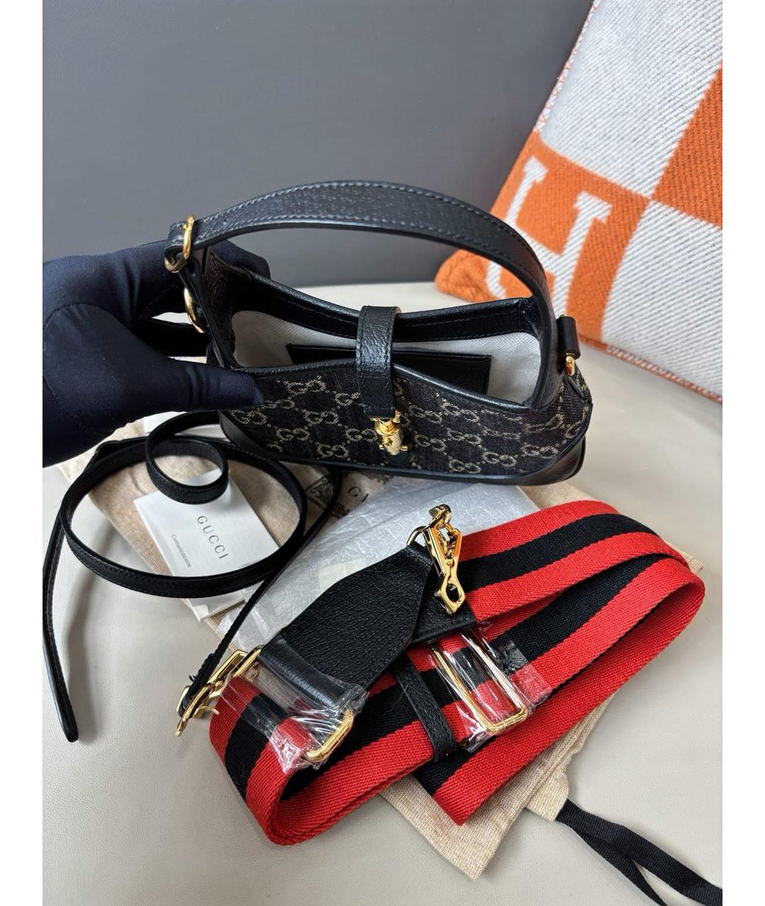 GUCCI Черная деним сумка через плечо, фото 6