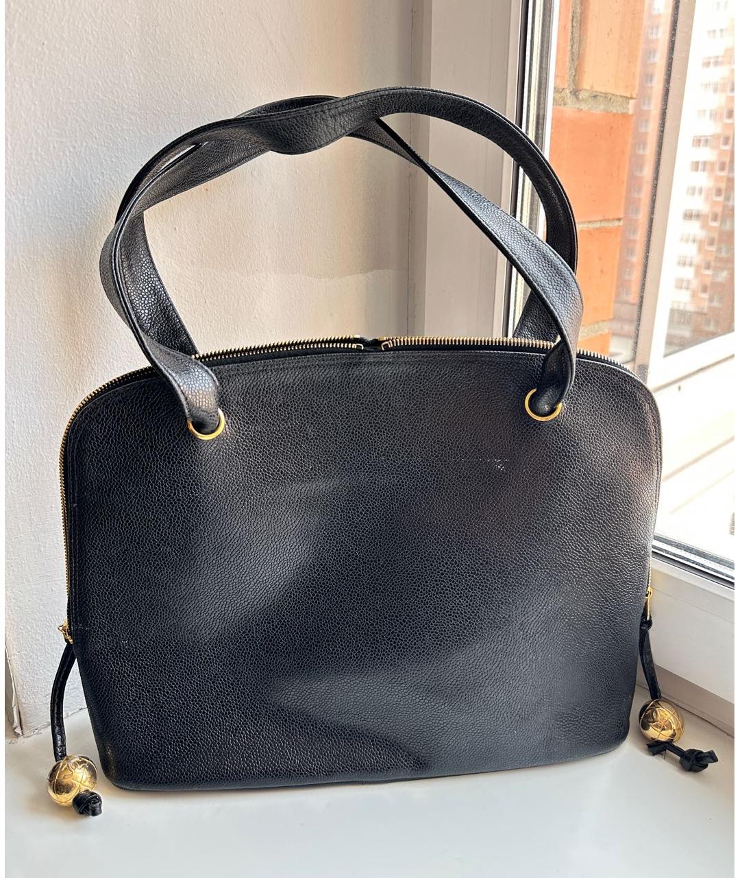 CHANEL Черная кожаная сумка тоут, фото 2