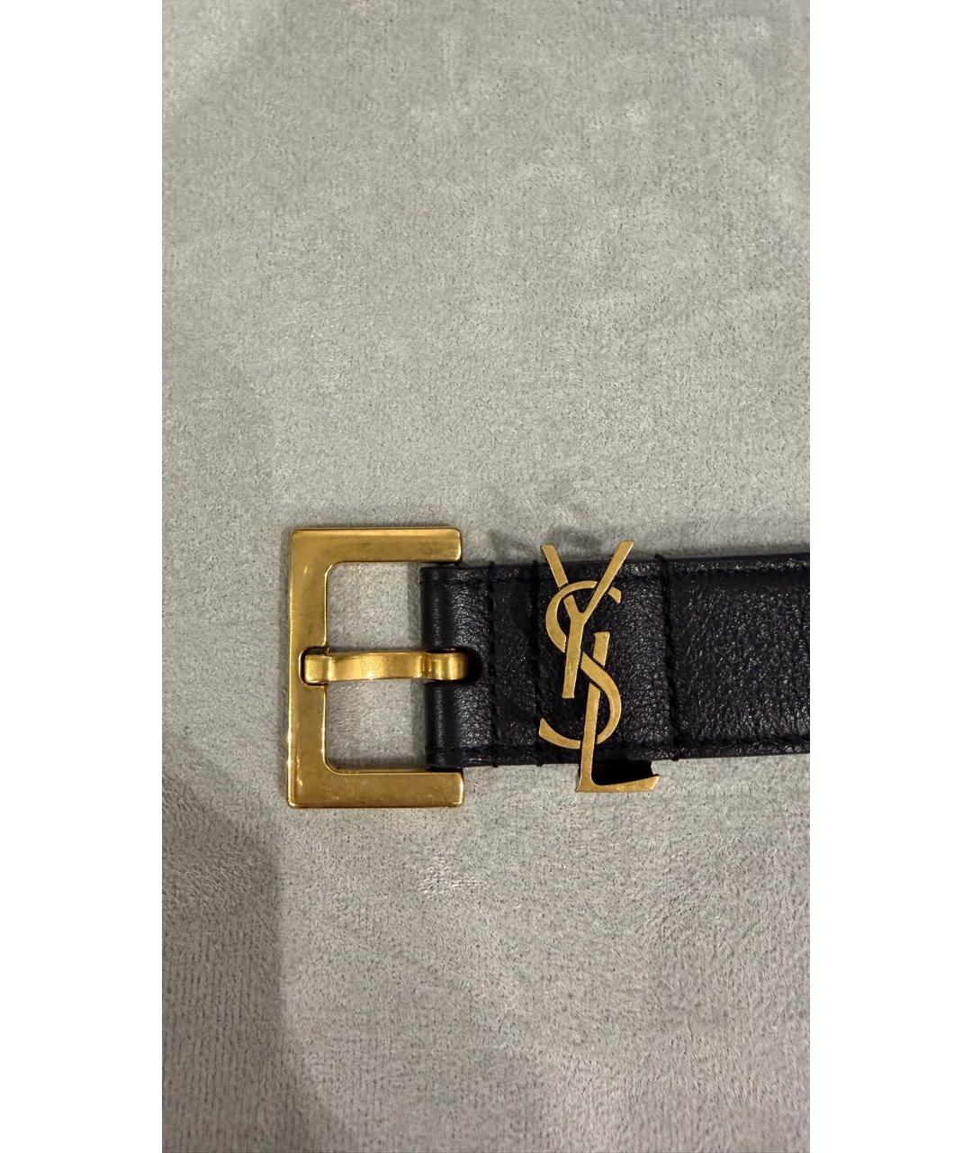SAINT LAURENT Черный кожаный ремень, фото 3