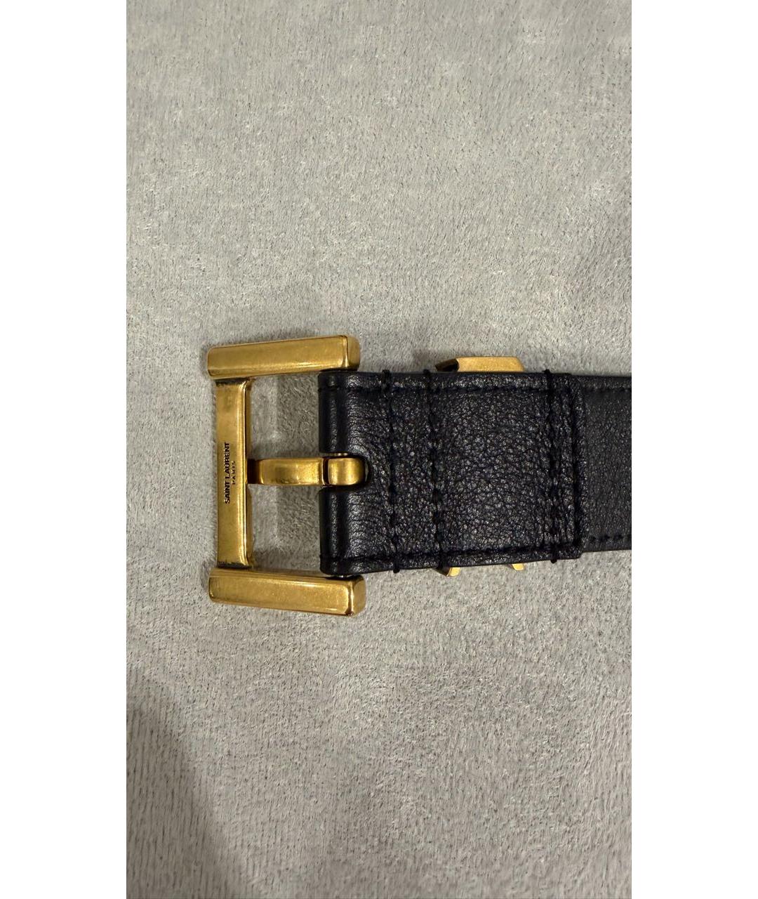 SAINT LAURENT Черный кожаный ремень, фото 4