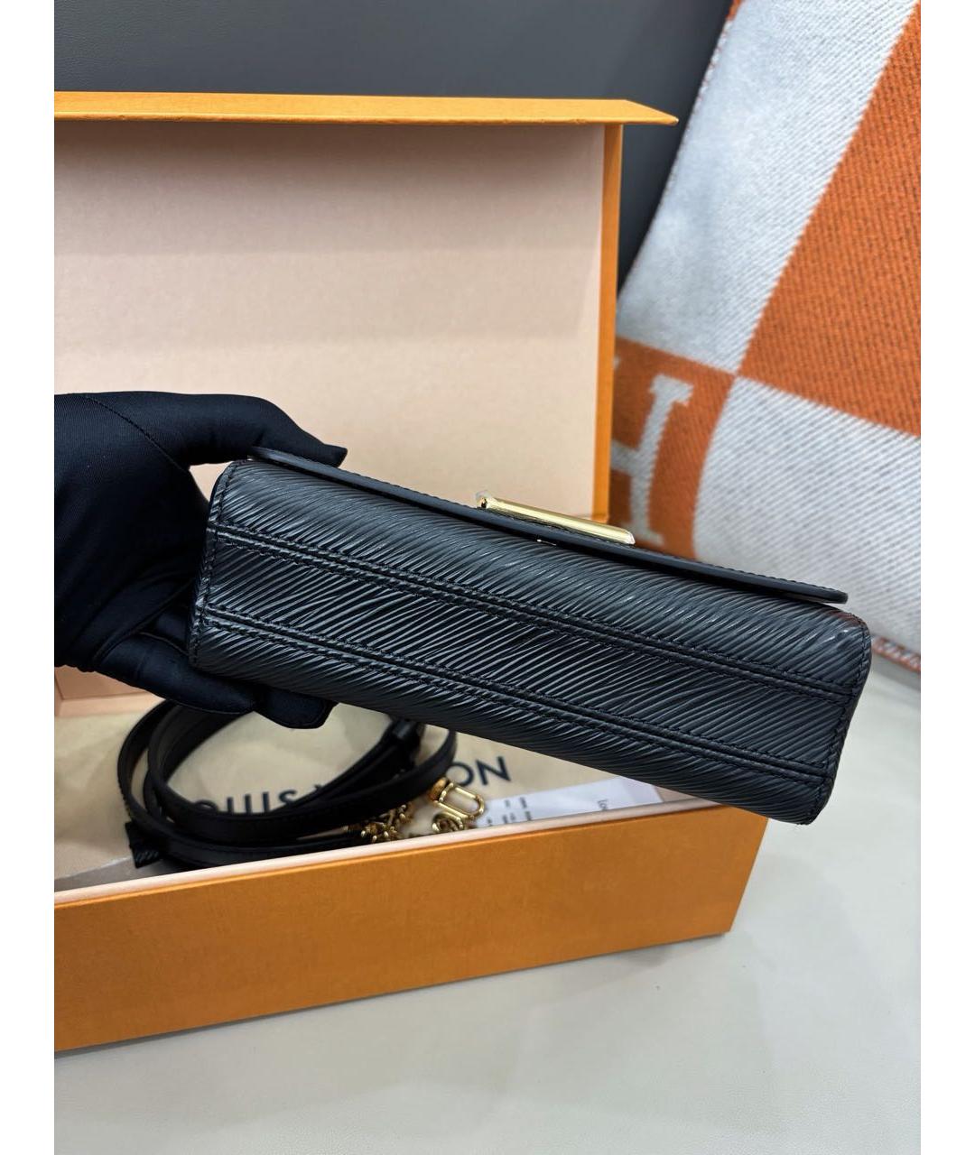 LOUIS VUITTON Черная кожаная сумка через плечо, фото 5