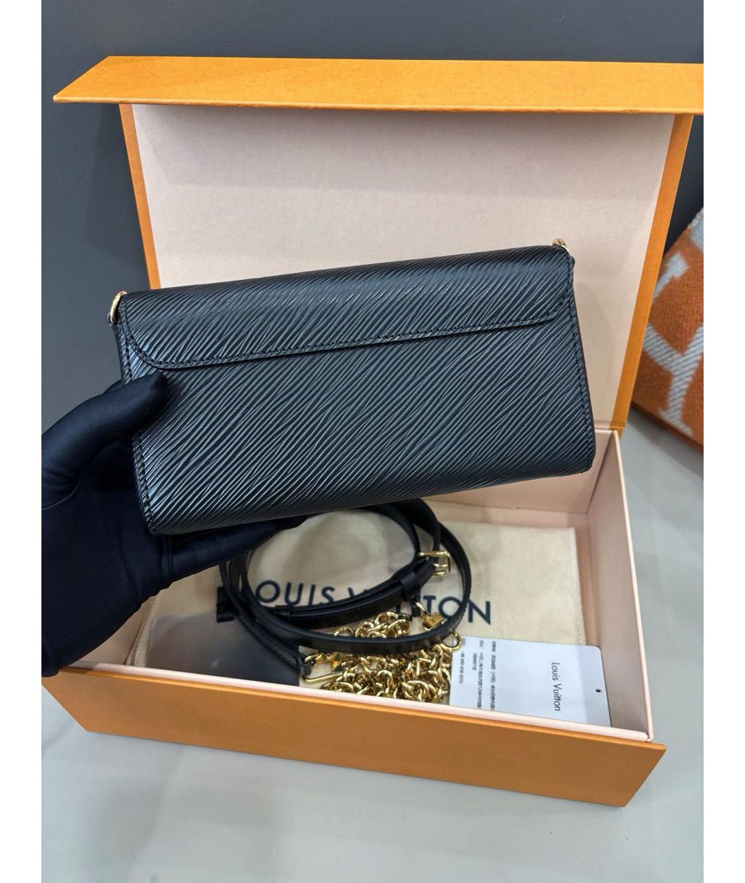 LOUIS VUITTON Черная кожаная сумка через плечо, фото 4