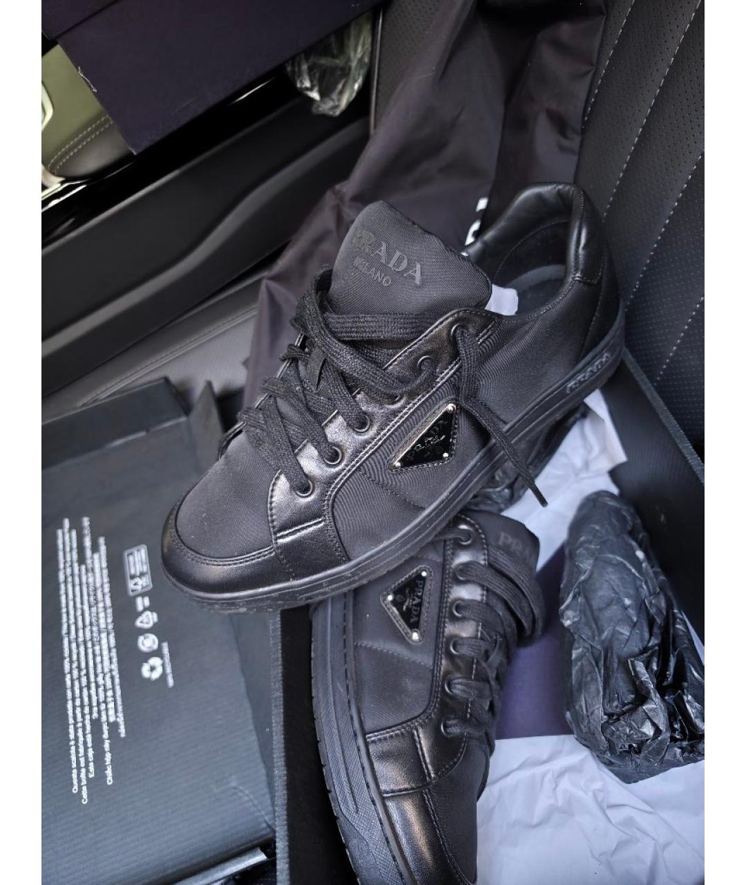 PRADA Черные кожаные низкие кроссовки / кеды, фото 7
