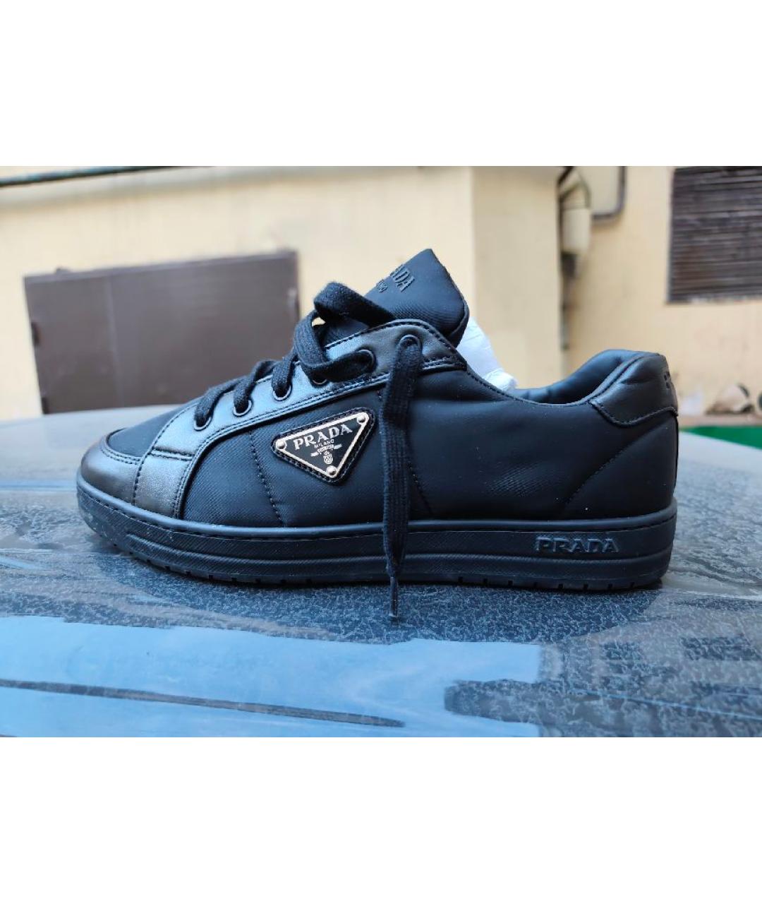 PRADA Черные кожаные низкие кроссовки / кеды, фото 10