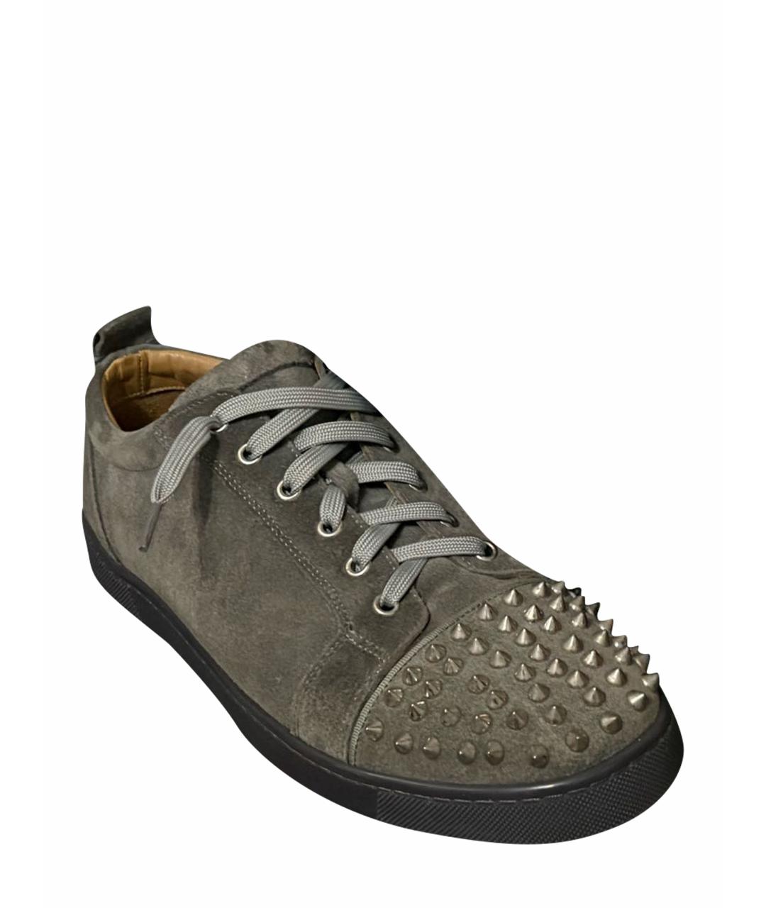 CHRISTIAN LOUBOUTIN Серые замшевые низкие кроссовки / кеды, фото 1