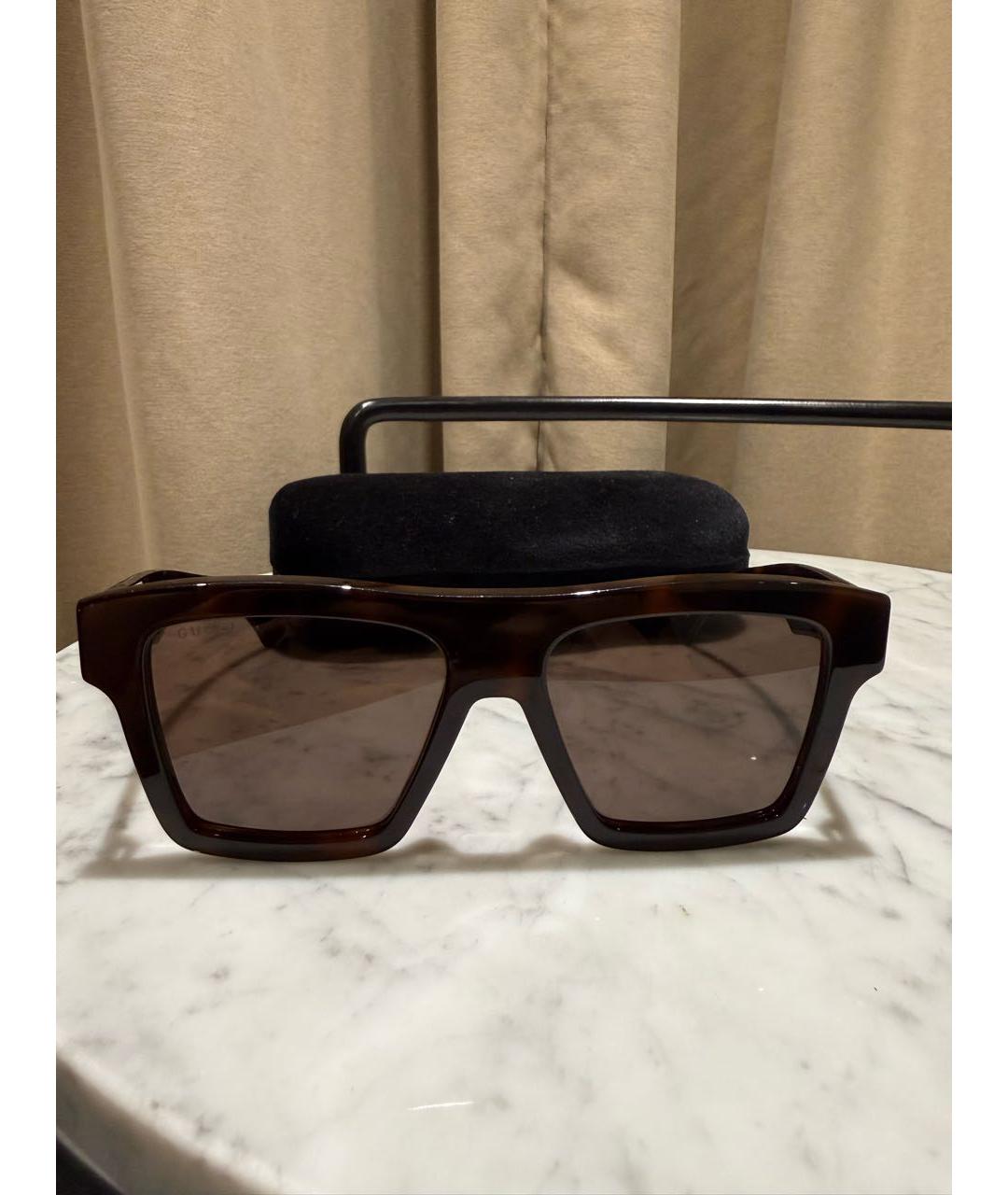 GUCCI Коричневые пластиковые солнцезащитные очки, фото 7