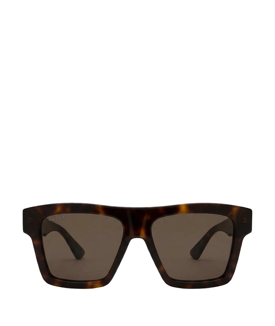 GUCCI Коричневые пластиковые солнцезащитные очки, фото 1