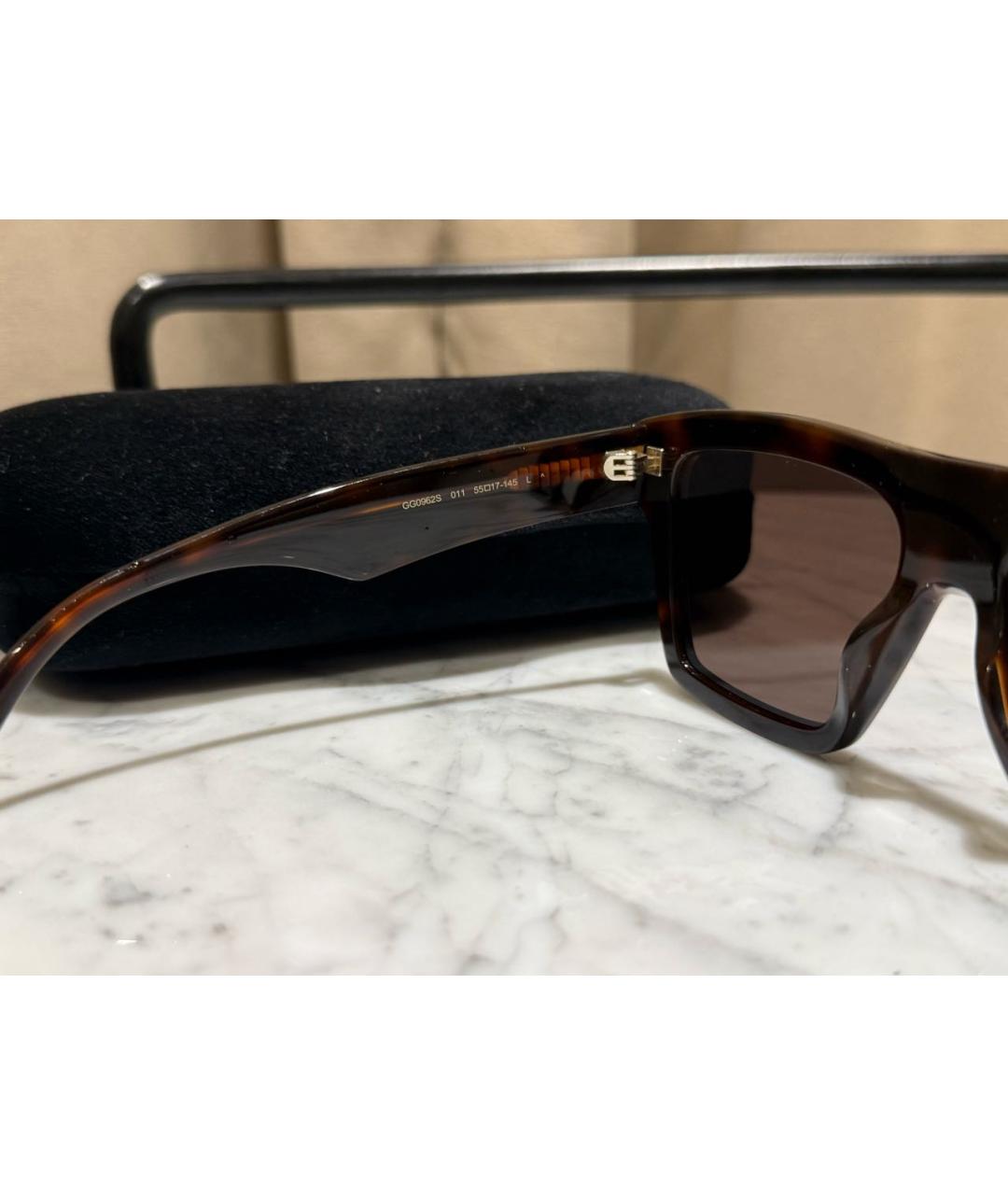 GUCCI Коричневые пластиковые солнцезащитные очки, фото 3