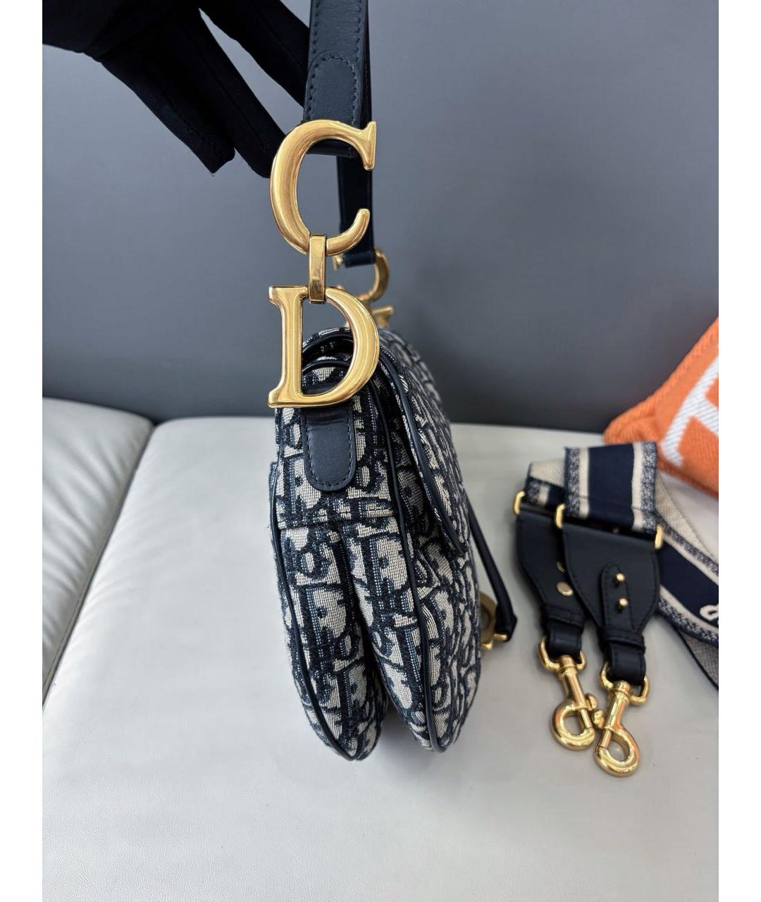 CHRISTIAN DIOR Темно-синяя жаккардовая сумка через плечо, фото 3
