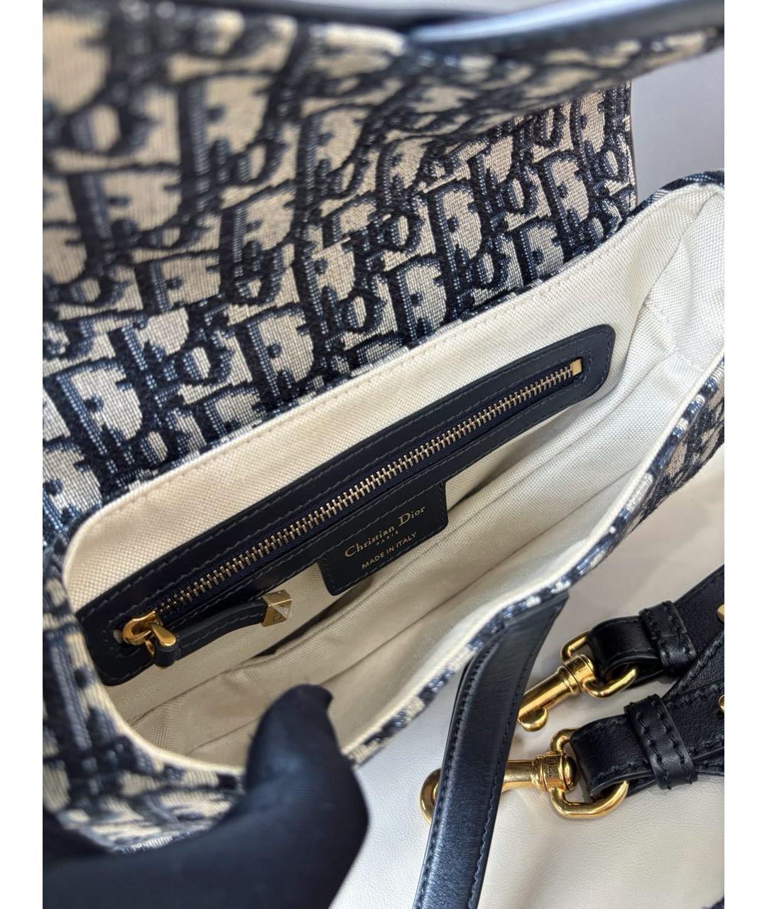 CHRISTIAN DIOR Темно-синяя жаккардовая сумка через плечо, фото 7
