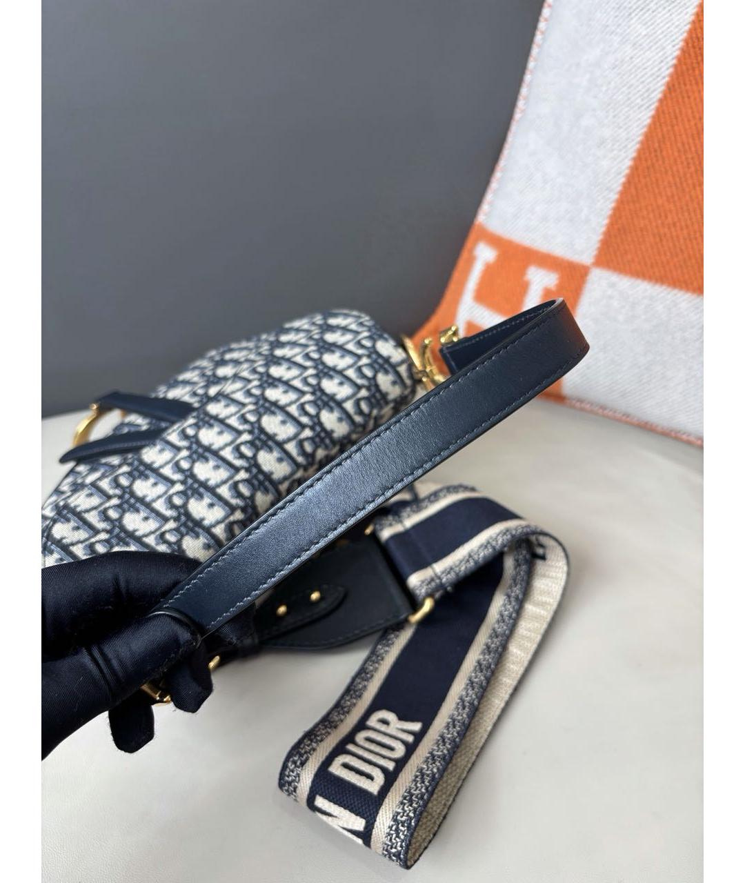 CHRISTIAN DIOR Темно-синяя жаккардовая сумка через плечо, фото 6