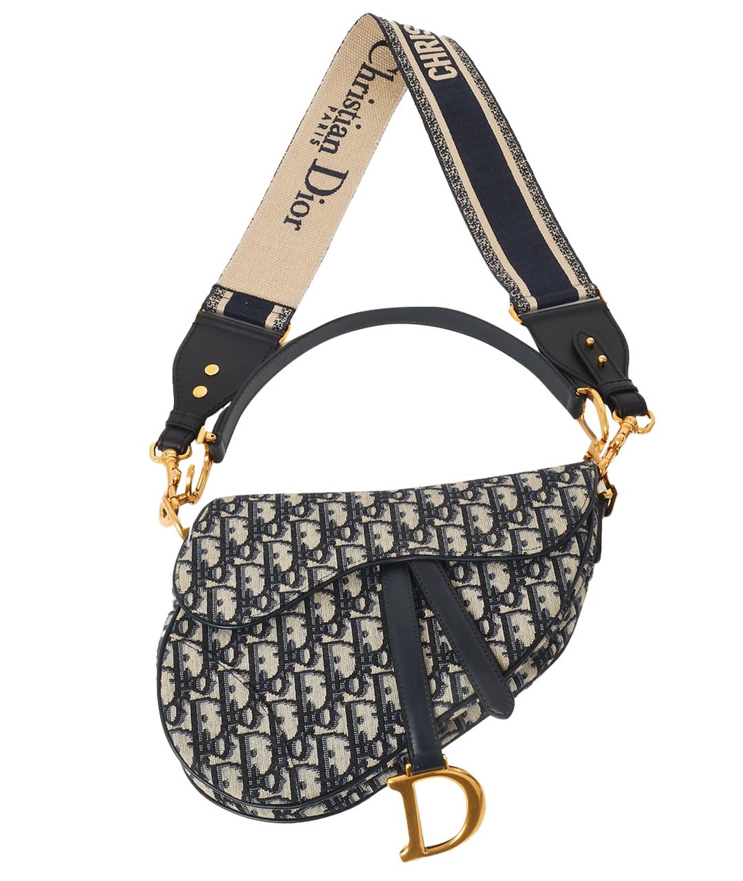 CHRISTIAN DIOR Темно-синяя жаккардовая сумка через плечо, фото 1