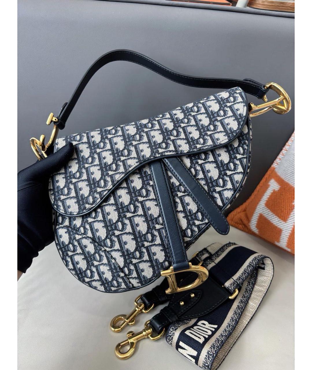 CHRISTIAN DIOR Темно-синяя жаккардовая сумка через плечо, фото 2