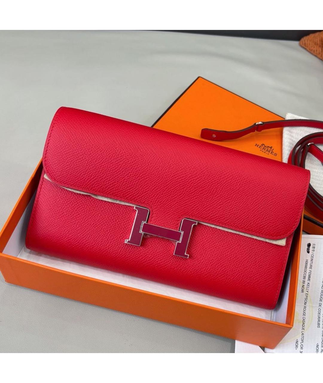 HERMES Красная кожаная сумка через плечо, фото 2