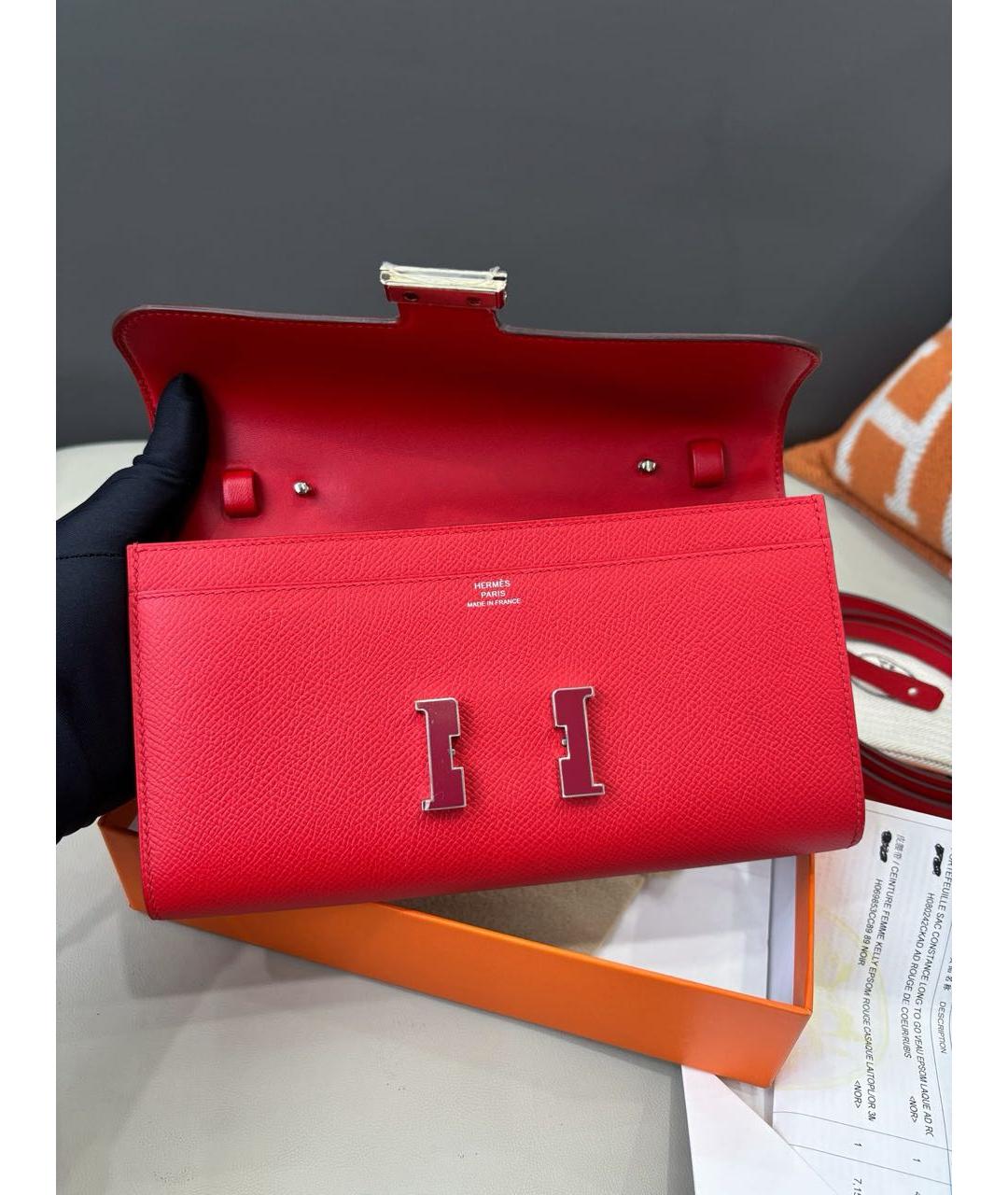 HERMES Красная кожаная сумка через плечо, фото 5