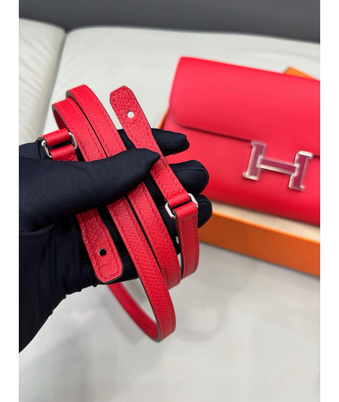 HERMES Красная кожаная сумка через плечо, фото 7