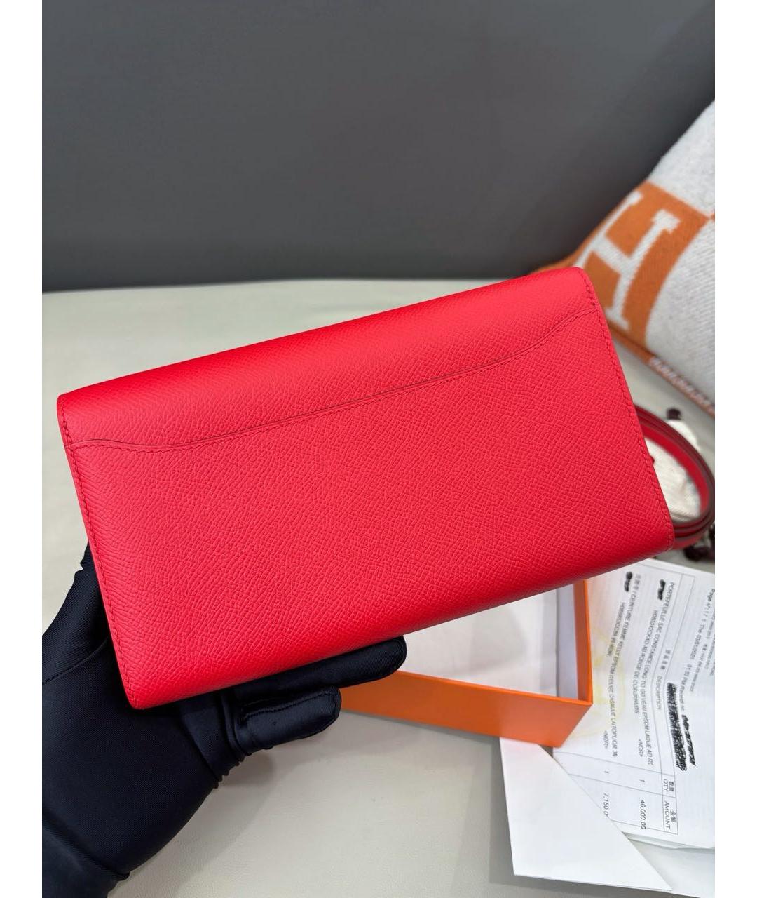 HERMES Красная кожаная сумка через плечо, фото 4