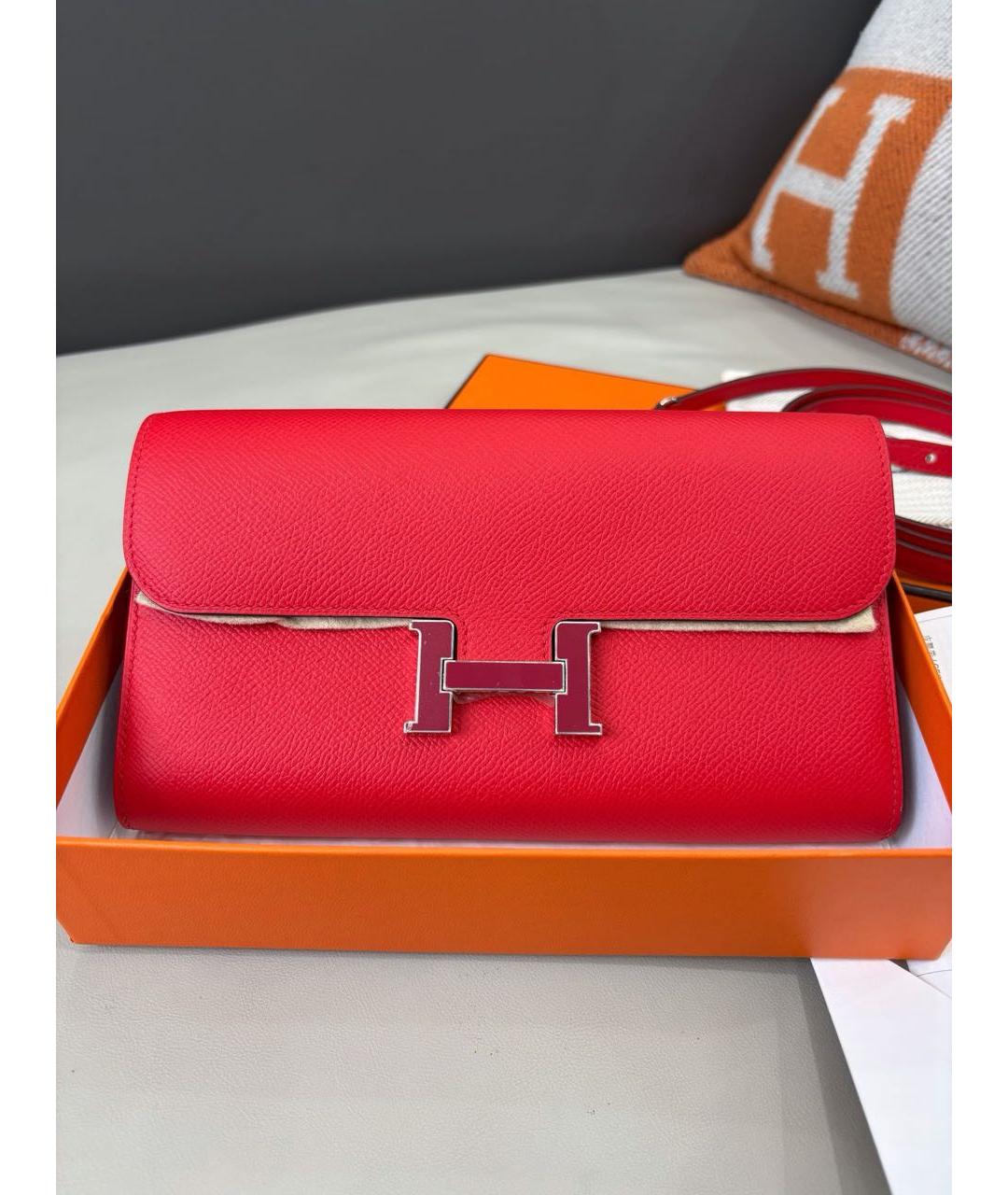 HERMES Красная кожаная сумка через плечо, фото 8