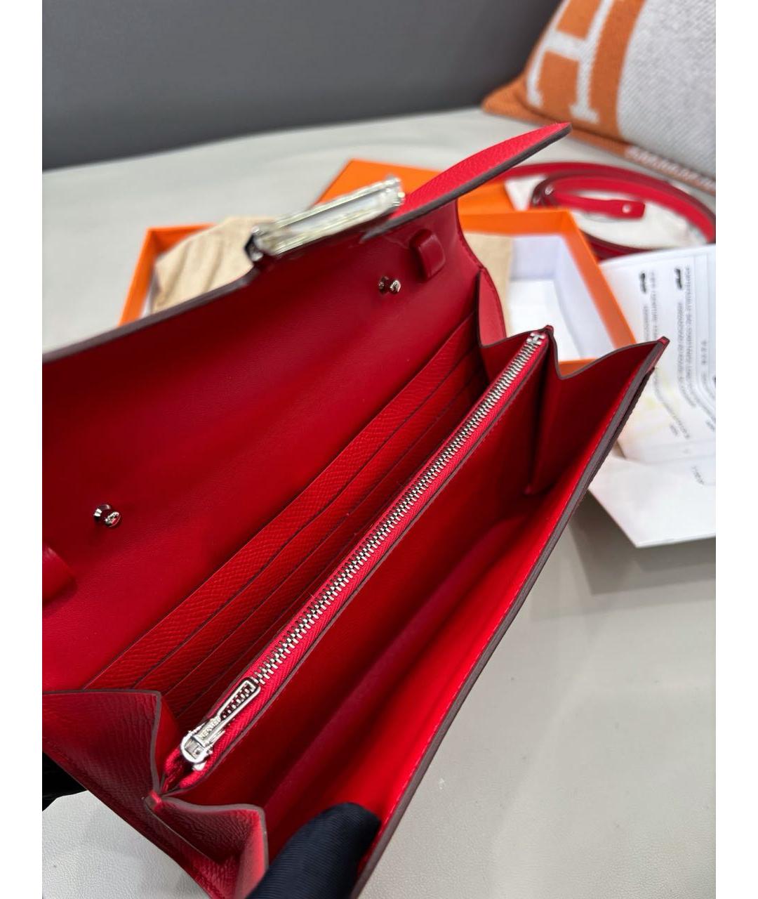 HERMES Красная кожаная сумка через плечо, фото 6