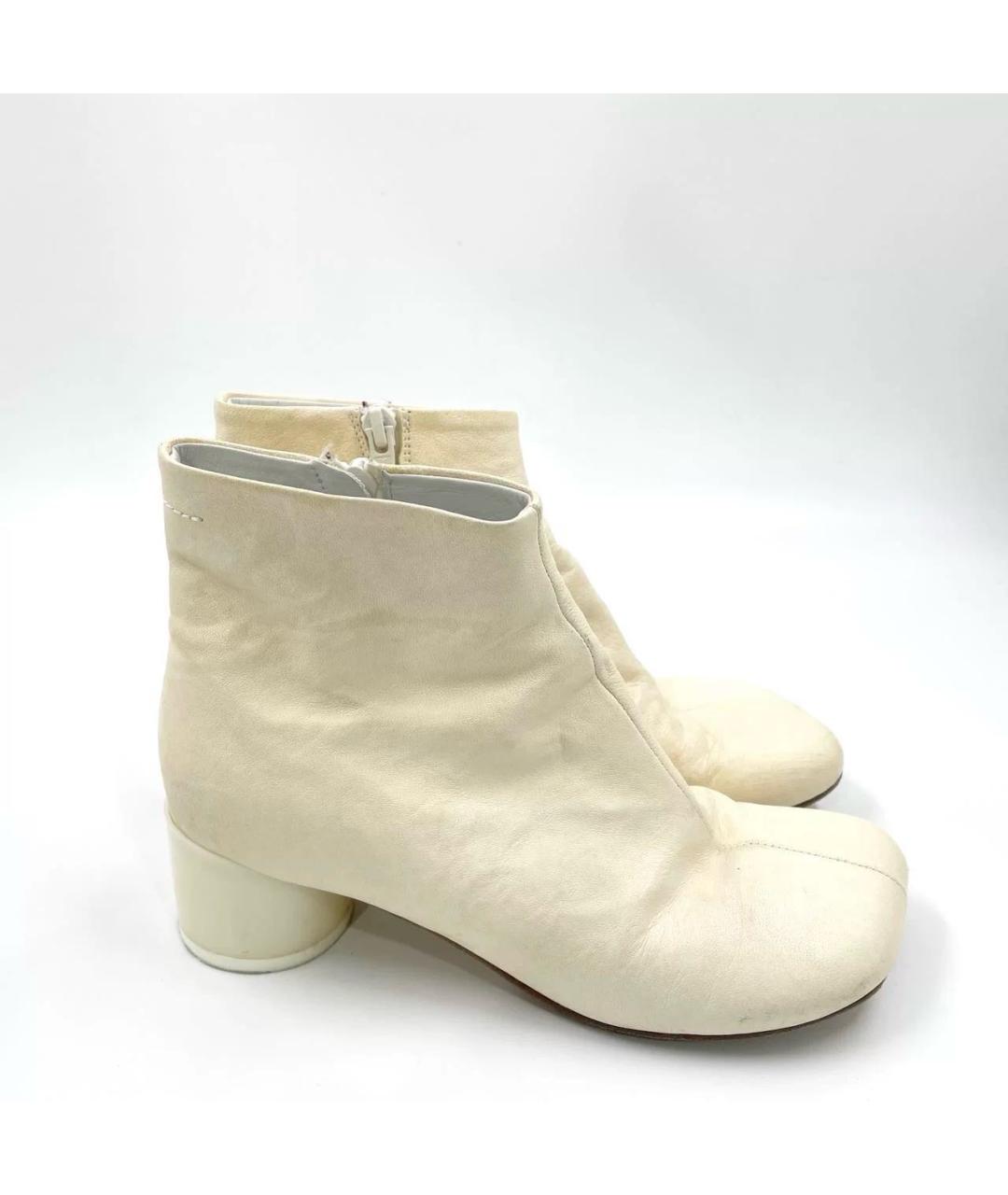 MAISON MARGIELA Бежевые кожаные ботильоны, фото 7