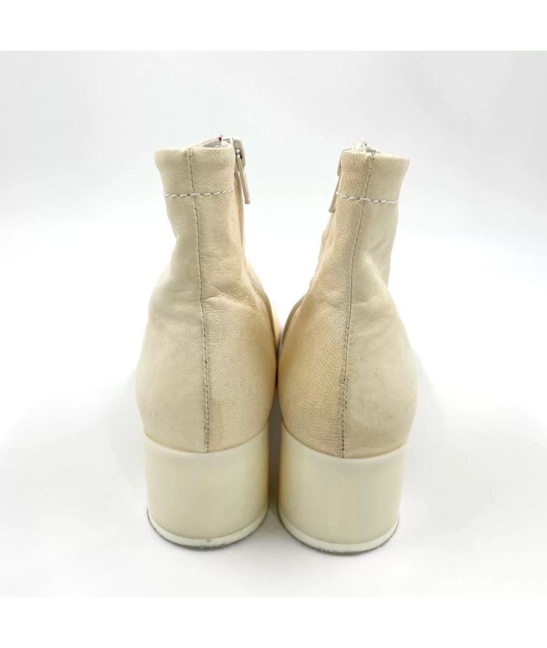 MAISON MARGIELA Бежевые кожаные ботильоны, фото 4