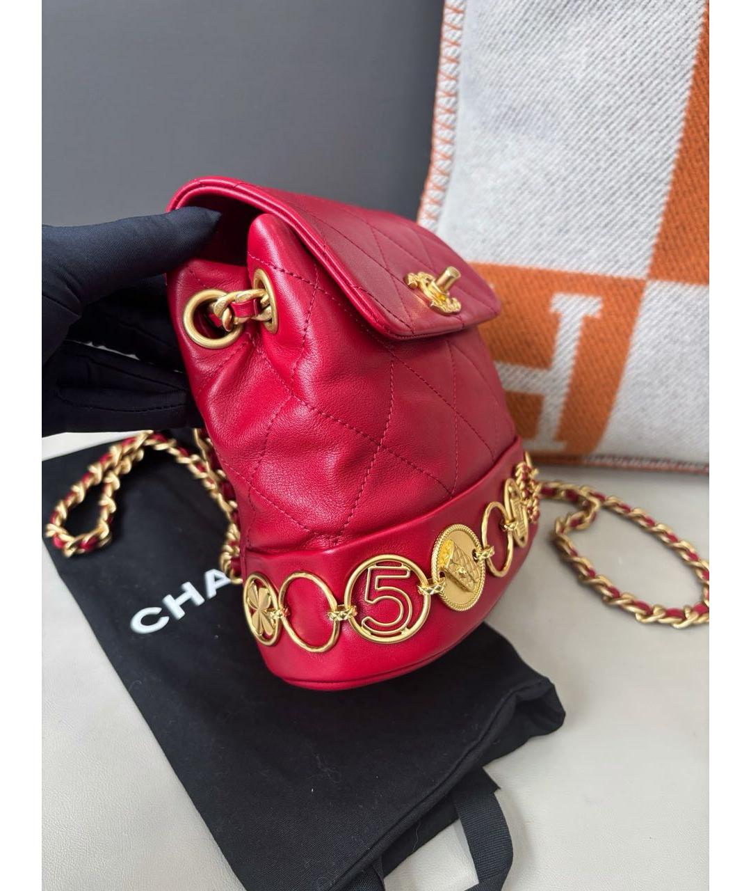CHANEL Красный кожаный рюкзак, фото 3