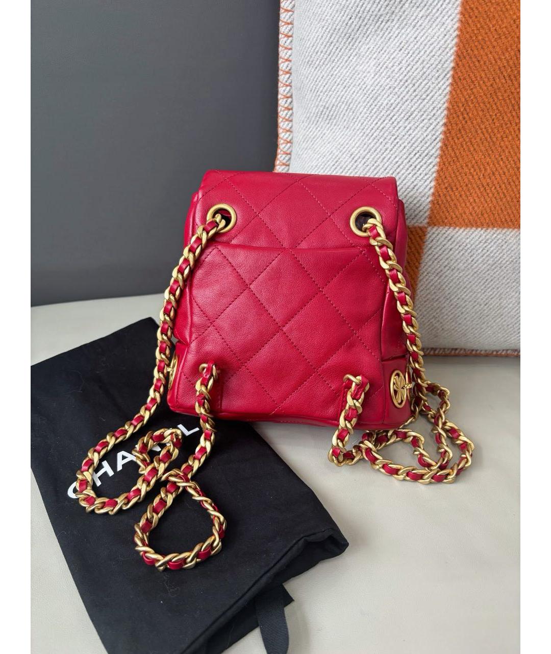 CHANEL Красный кожаный рюкзак, фото 4