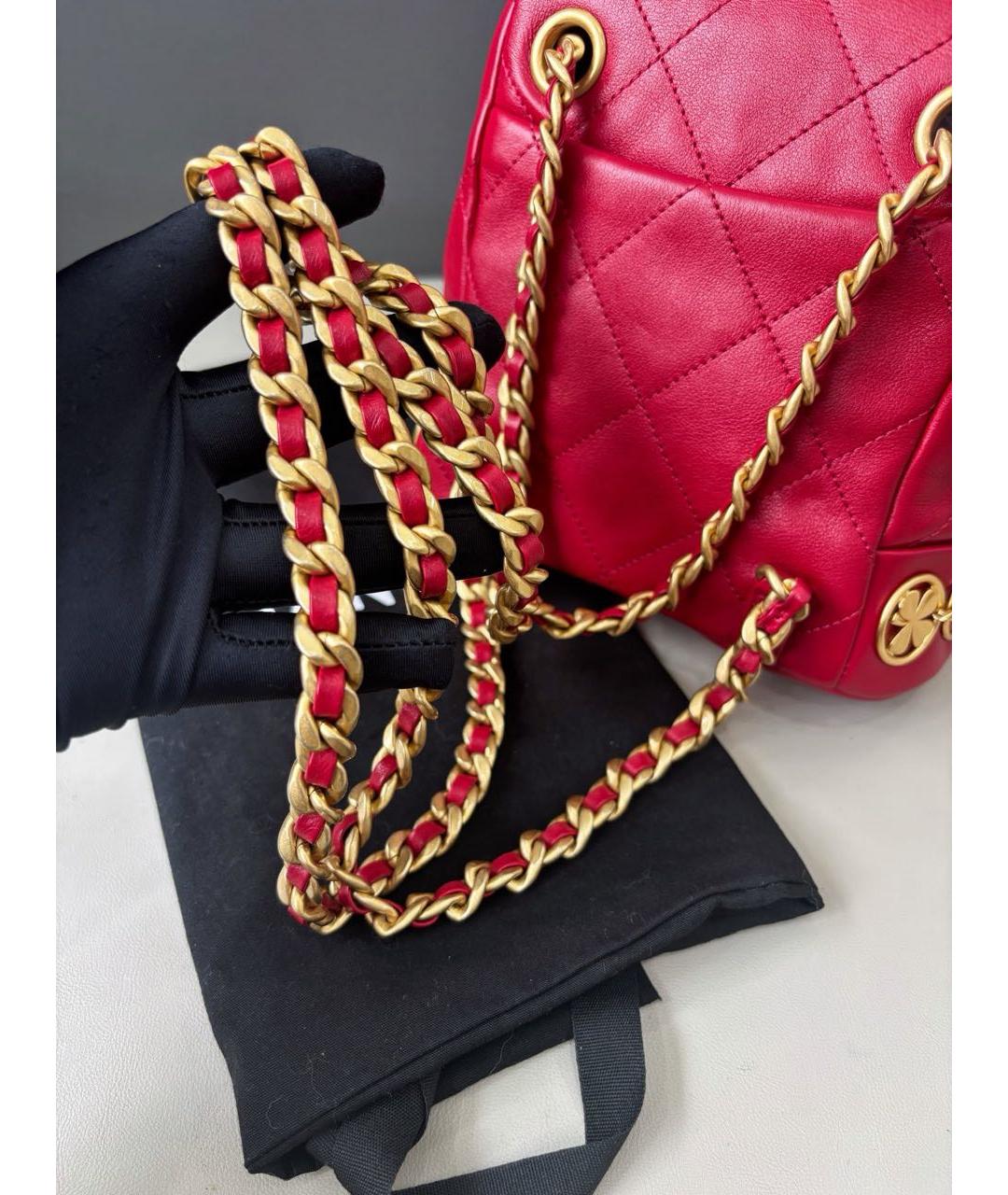 CHANEL Красный кожаный рюкзак, фото 6