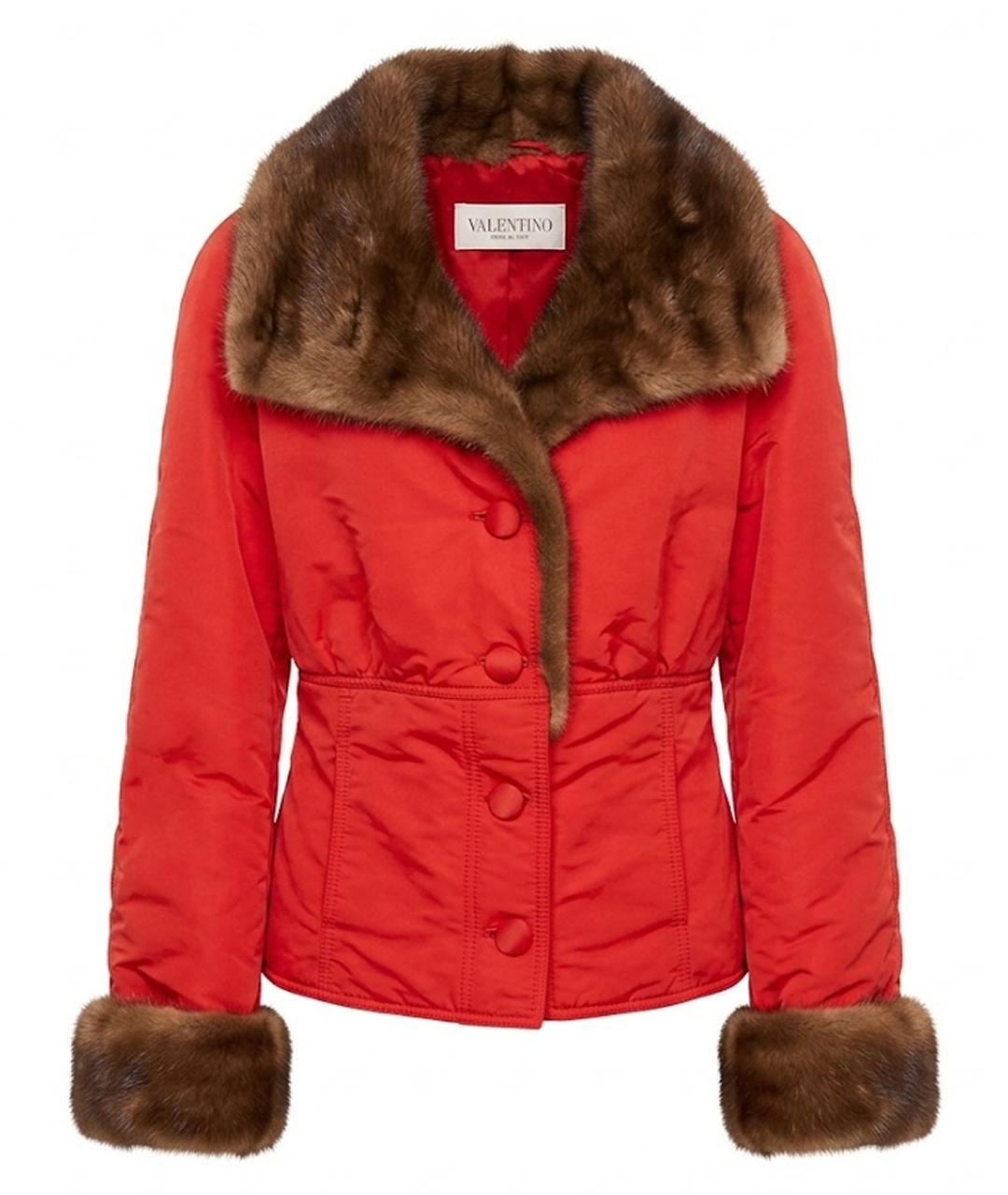 VALENTINO Красная меховая куртка, фото 1