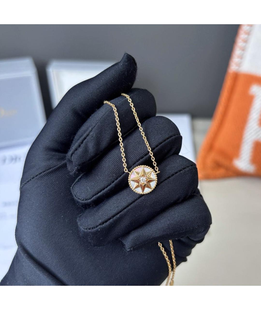 CHRISTIAN DIOR Белое колье из желтого золота, фото 7