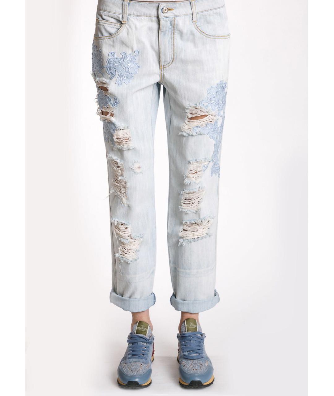 ERMANNO SCERVINO Голубые хлопковые прямые джинсы, фото 6