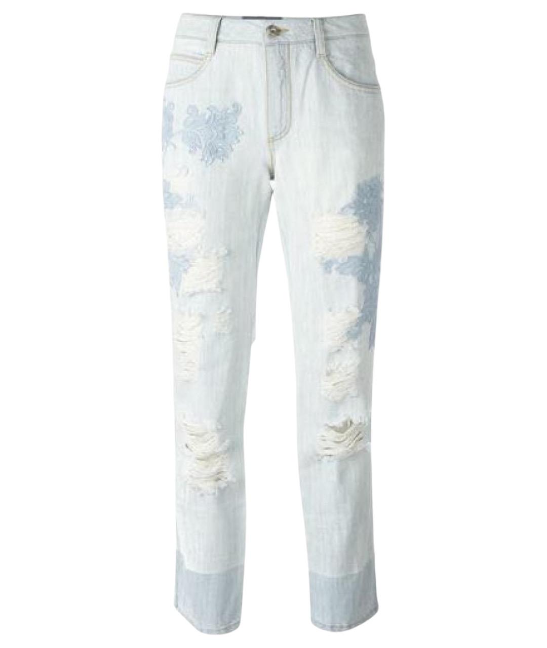 ERMANNO SCERVINO Голубые хлопковые прямые джинсы, фото 1