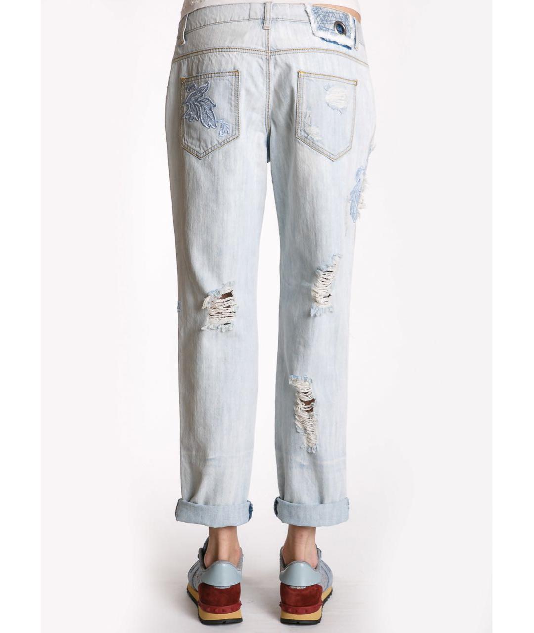 ERMANNO SCERVINO Голубые хлопковые прямые джинсы, фото 7