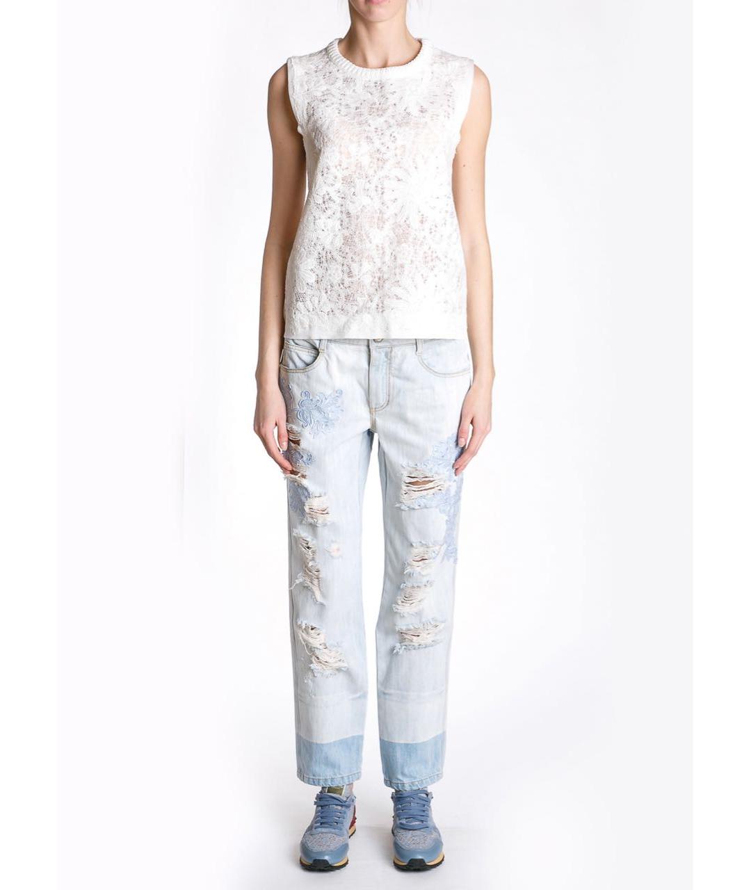 ERMANNO SCERVINO Голубые хлопковые прямые джинсы, фото 5