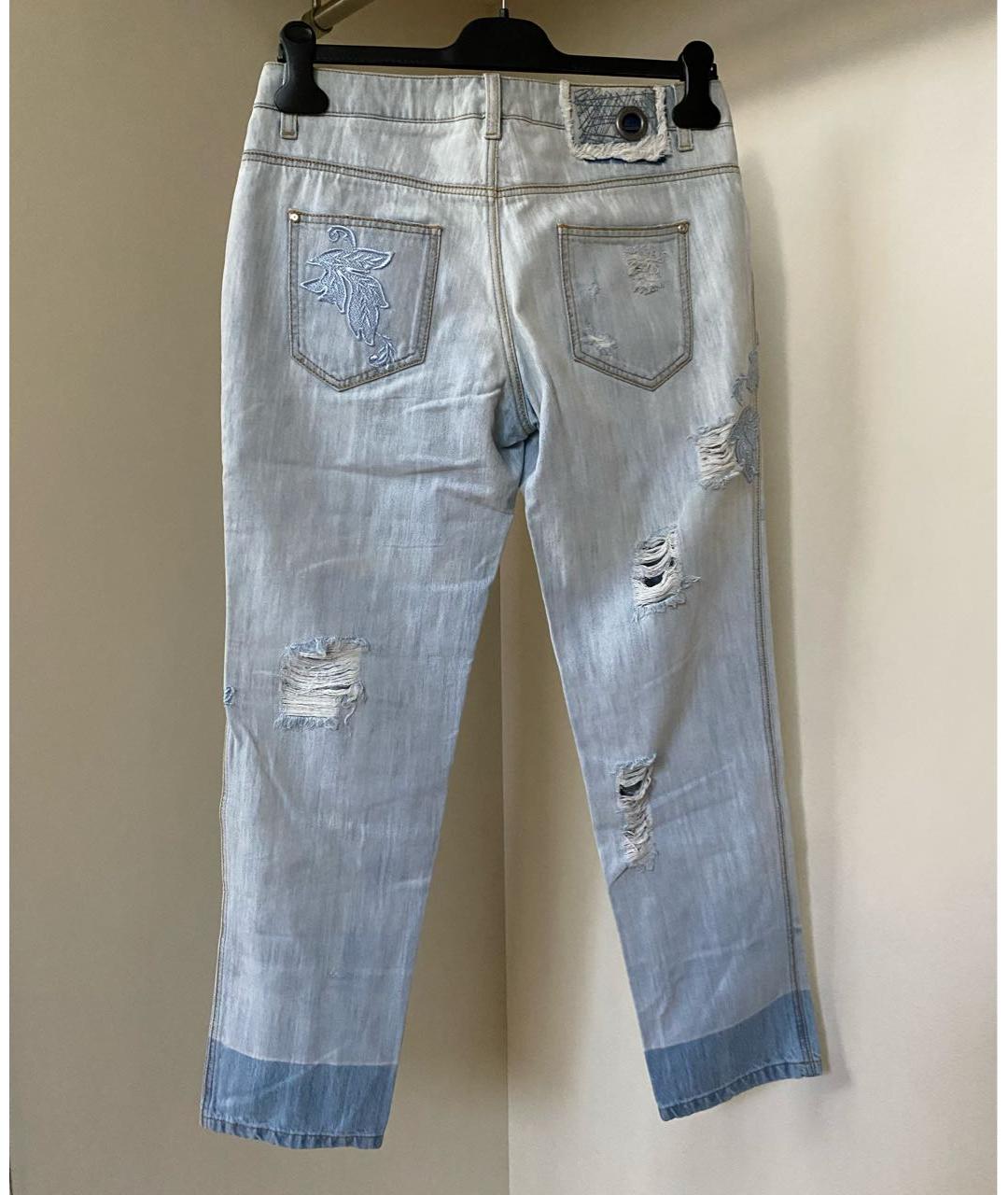 ERMANNO SCERVINO Голубые хлопковые прямые джинсы, фото 3