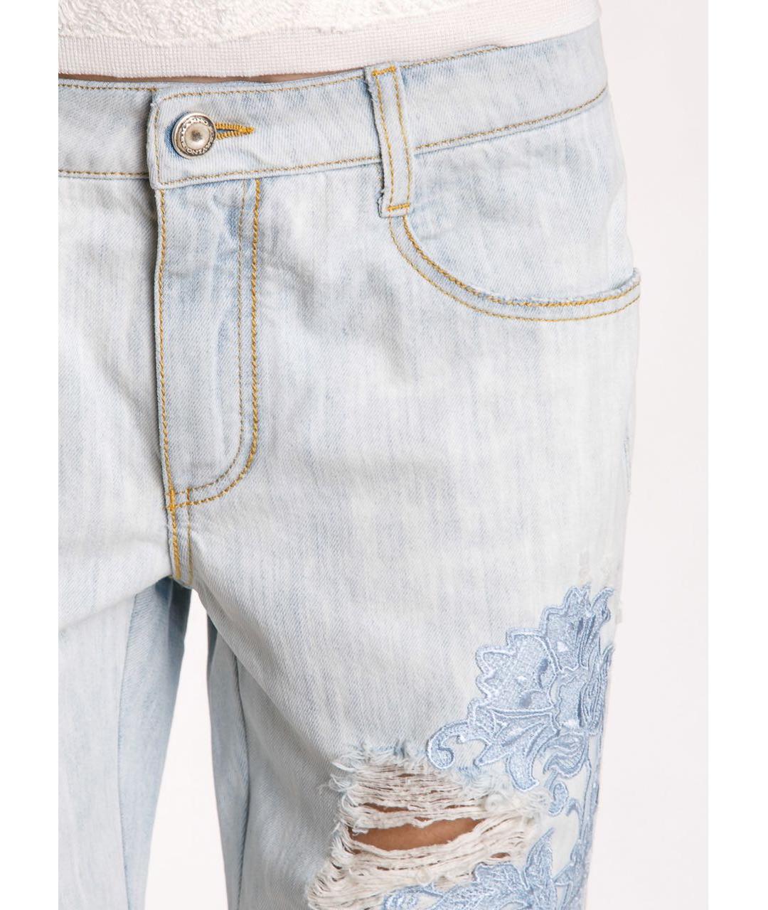 ERMANNO SCERVINO Голубые хлопковые прямые джинсы, фото 8