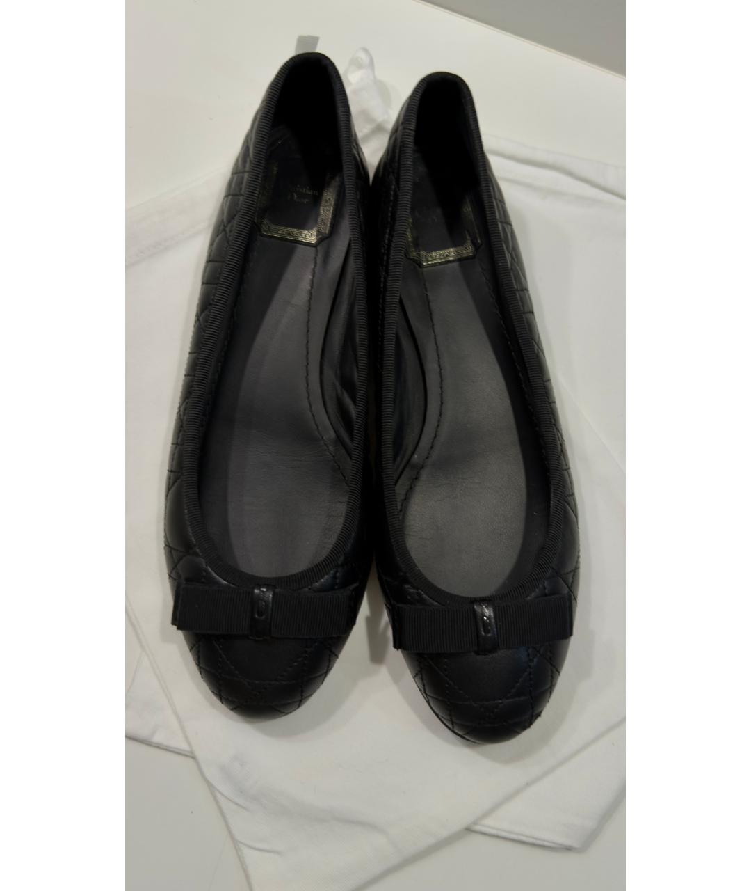 CHRISTIAN DIOR Черные кожаные балетки, фото 3