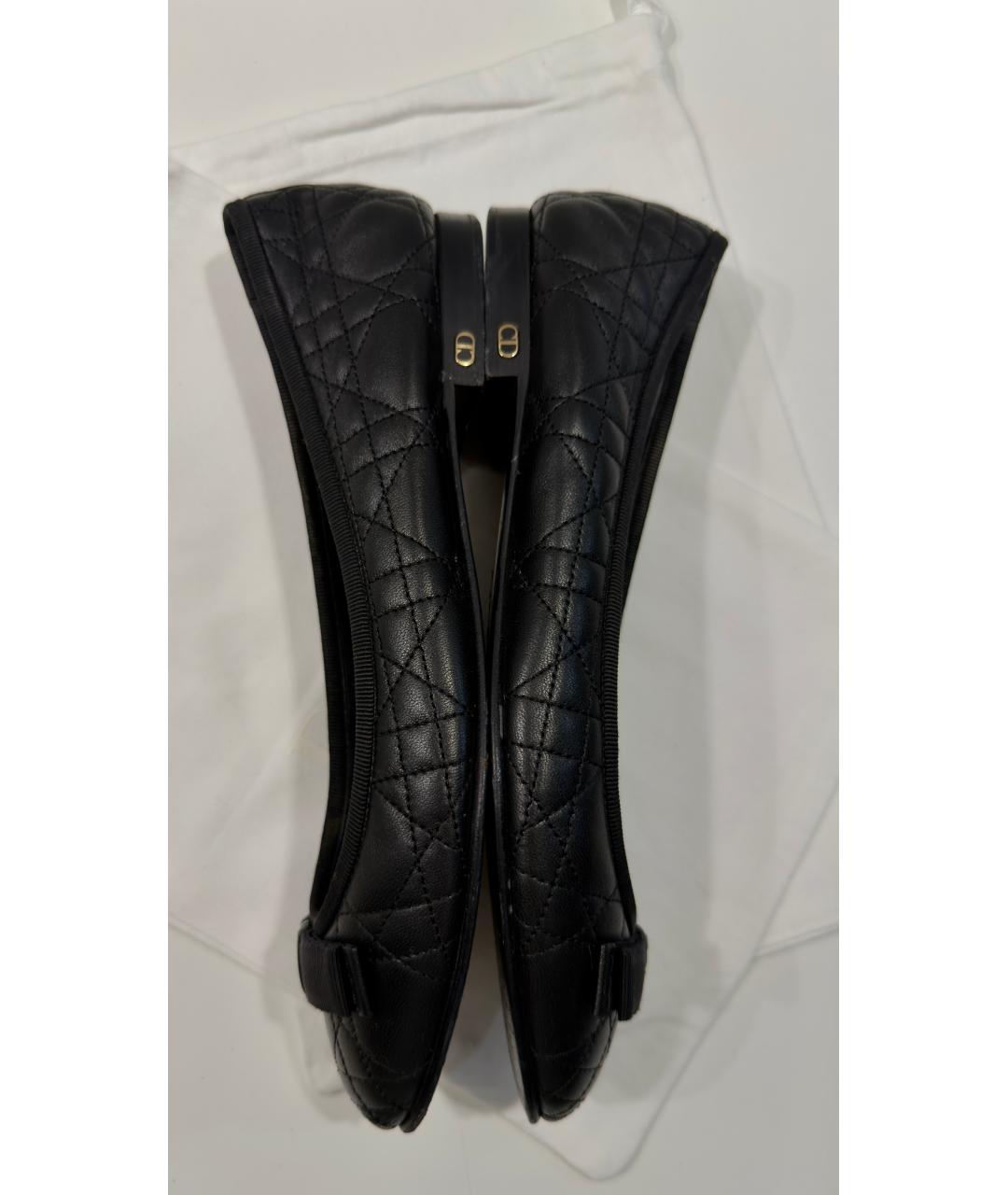 CHRISTIAN DIOR Черные кожаные балетки, фото 7