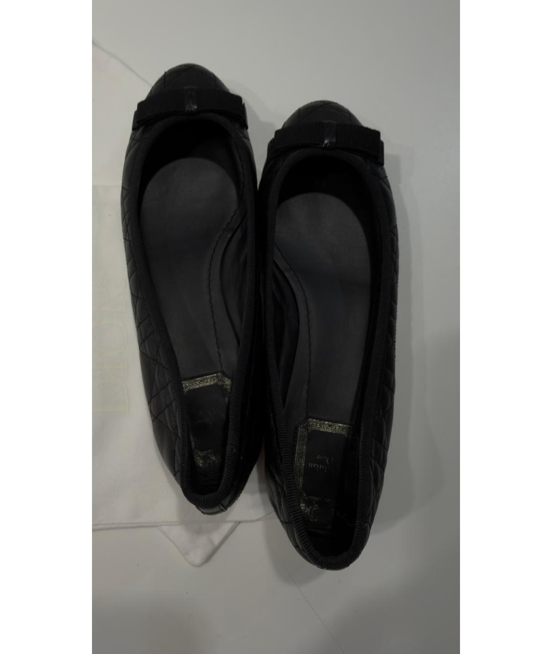 CHRISTIAN DIOR Черные кожаные балетки, фото 4