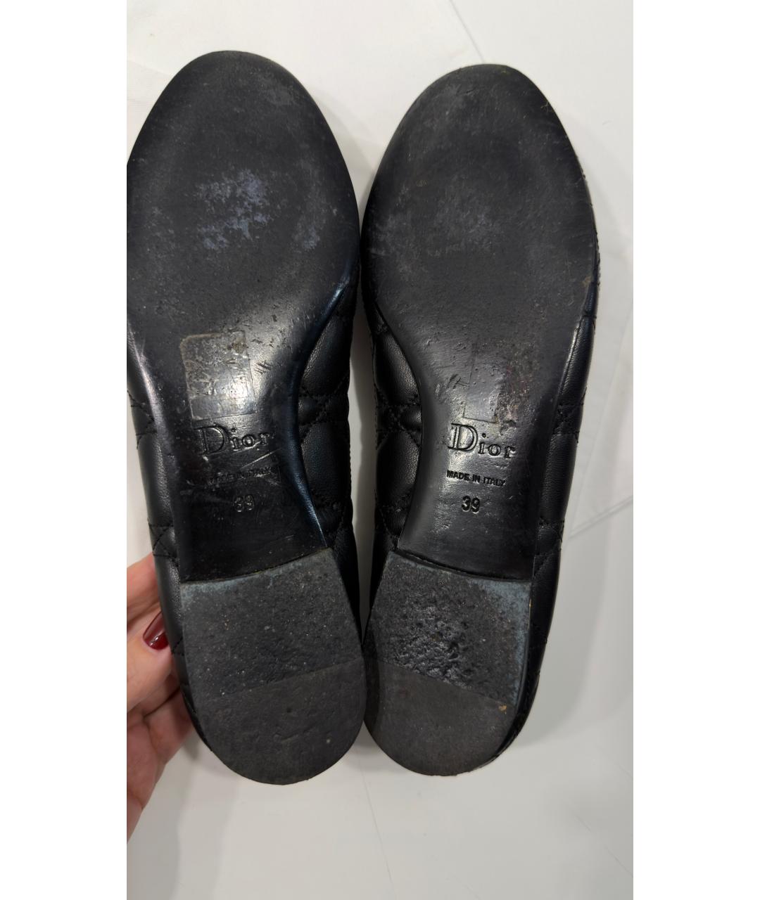 CHRISTIAN DIOR Черные кожаные балетки, фото 6