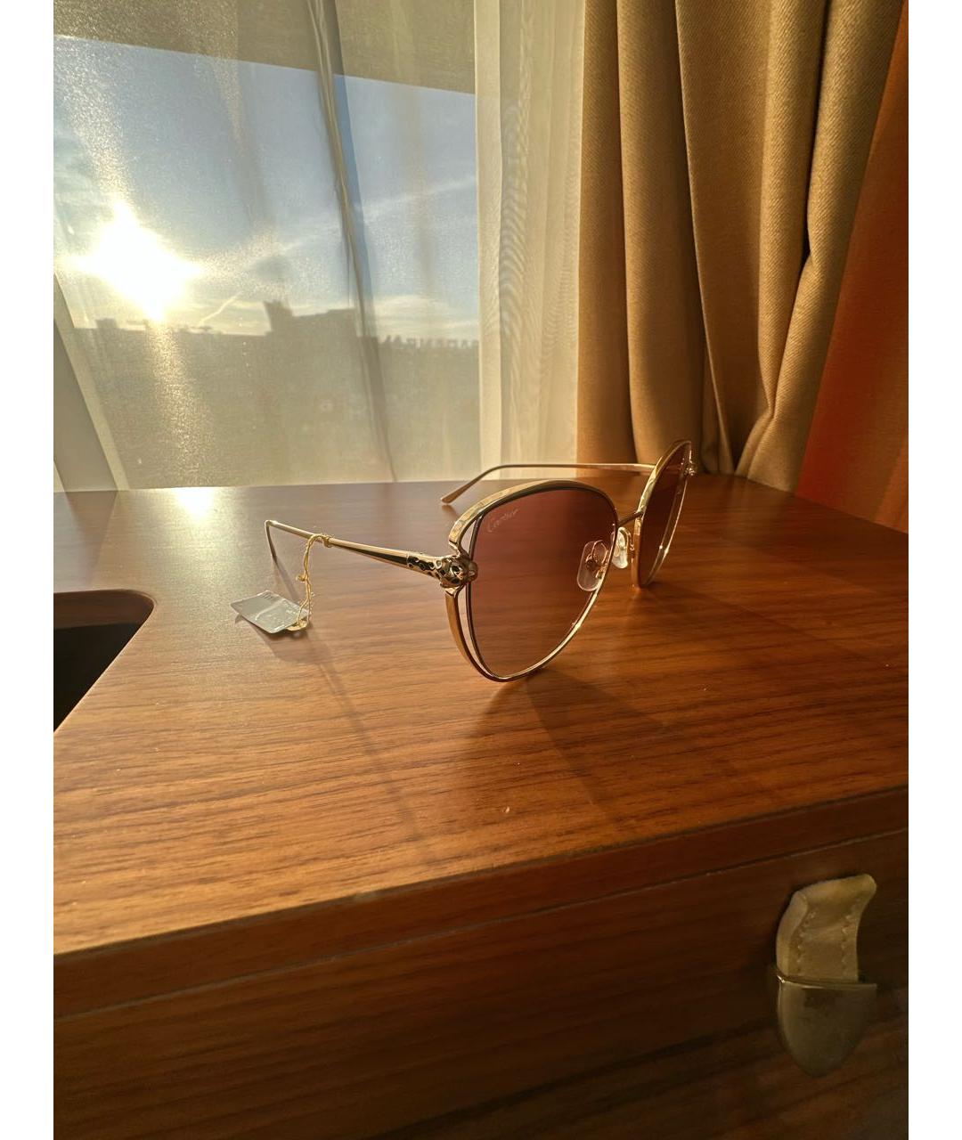 CARTIER Золотые металлические солнцезащитные очки, фото 2