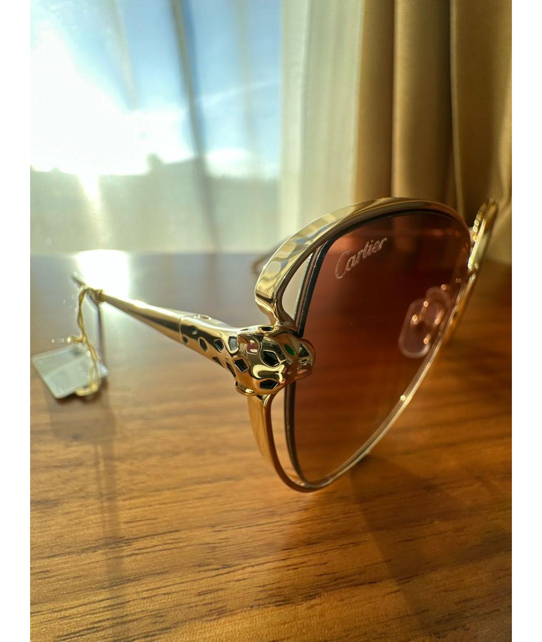 CARTIER Золотые металлические солнцезащитные очки, фото 3