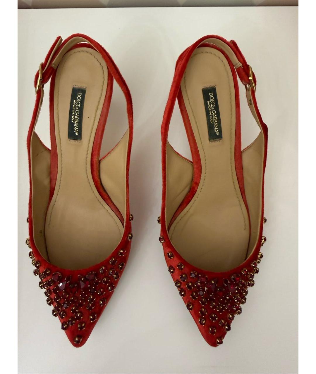 DOLCE&GABBANA Красные бархатные туфли, фото 8