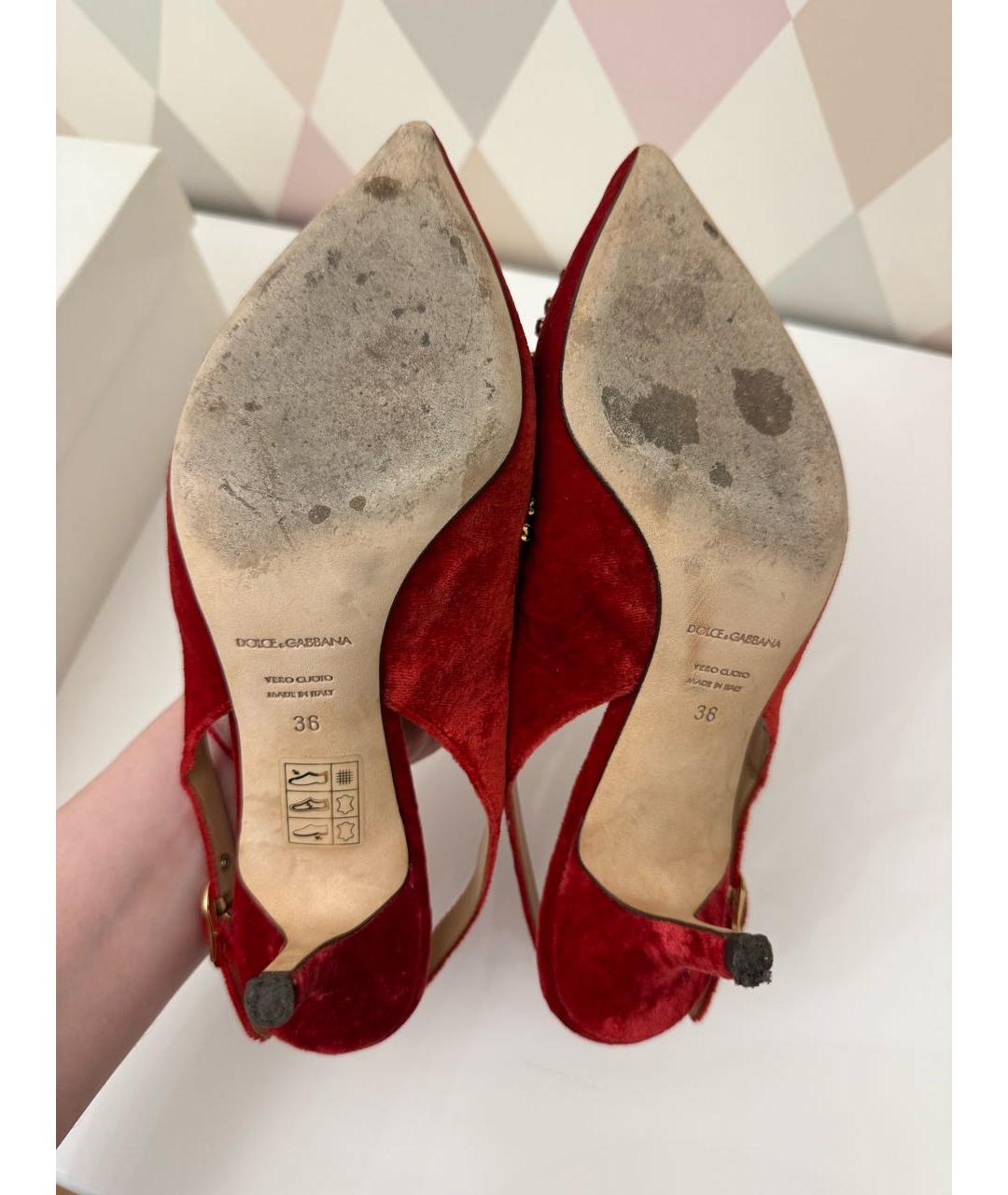 DOLCE&GABBANA Красные бархатные туфли, фото 6