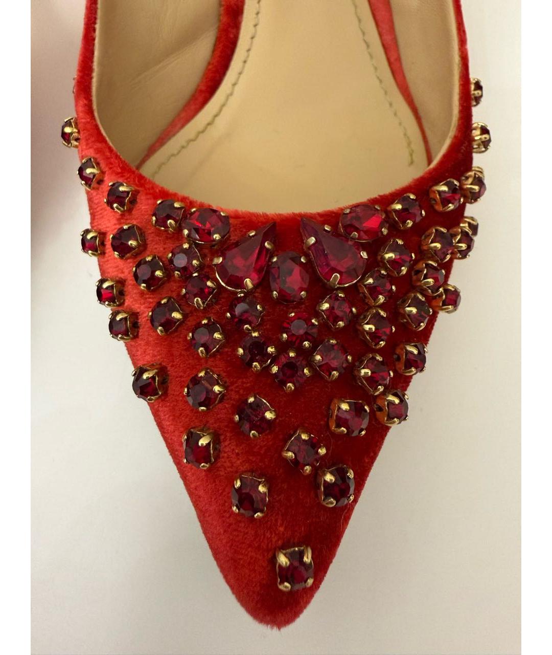 DOLCE&GABBANA Красные бархатные туфли, фото 3