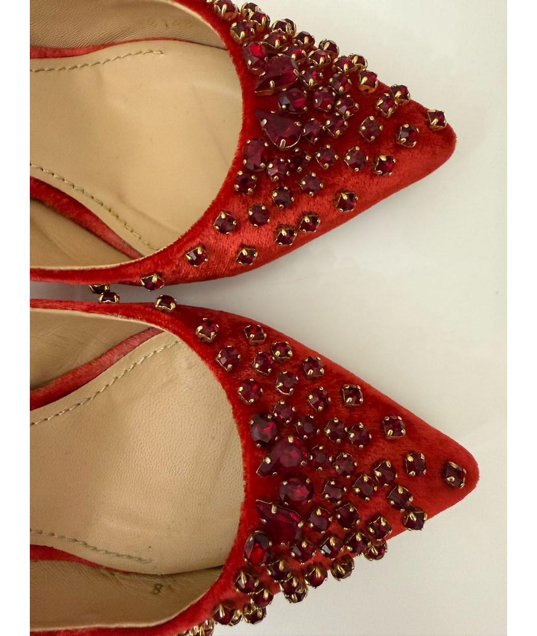 DOLCE&GABBANA Красные бархатные туфли, фото 4