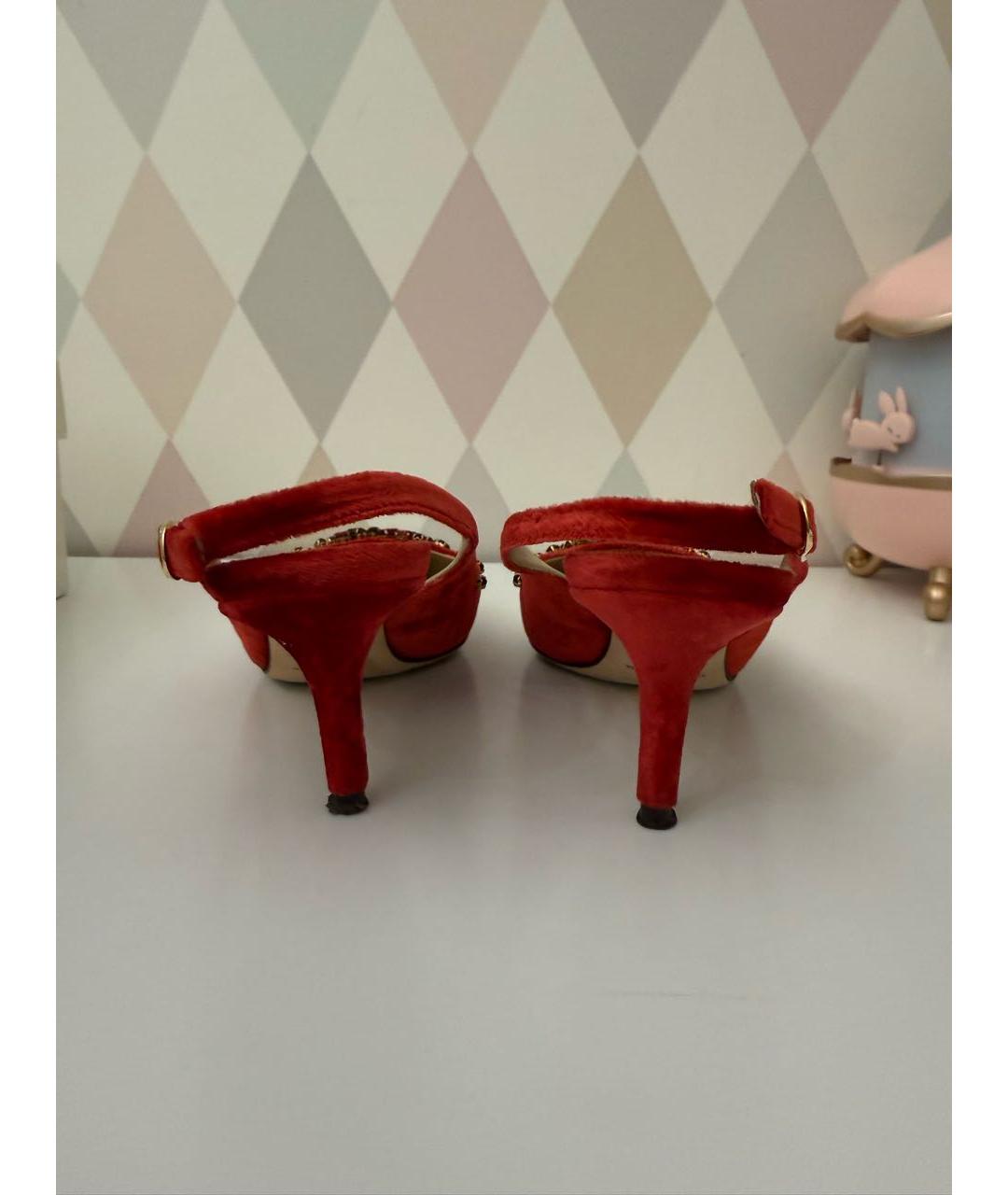 DOLCE&GABBANA Красные бархатные туфли, фото 2