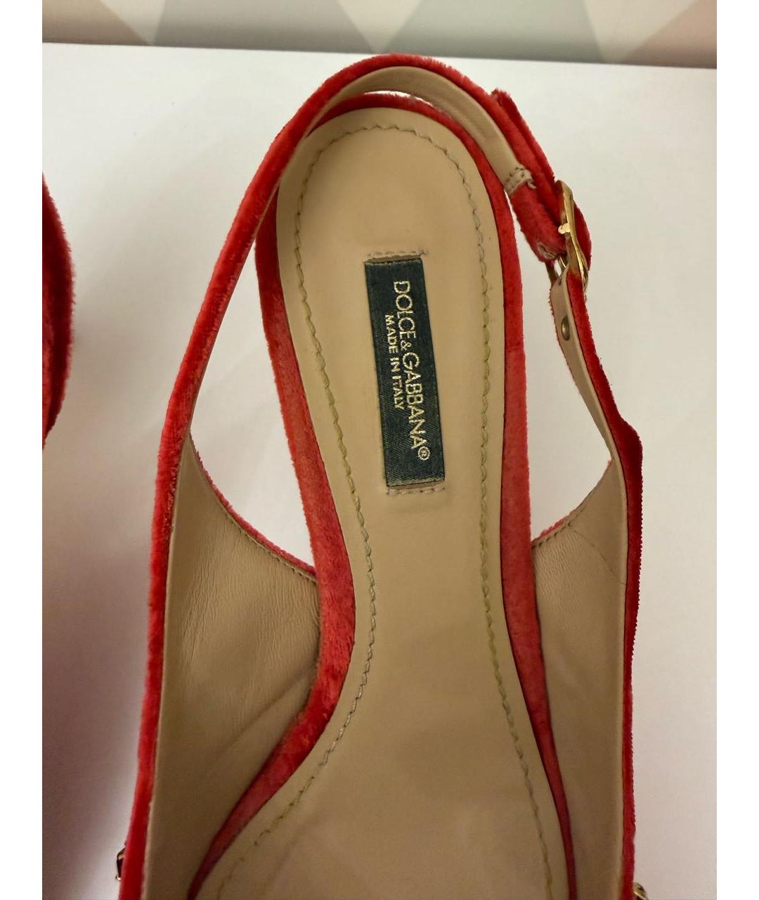 DOLCE&GABBANA Красные бархатные туфли, фото 5