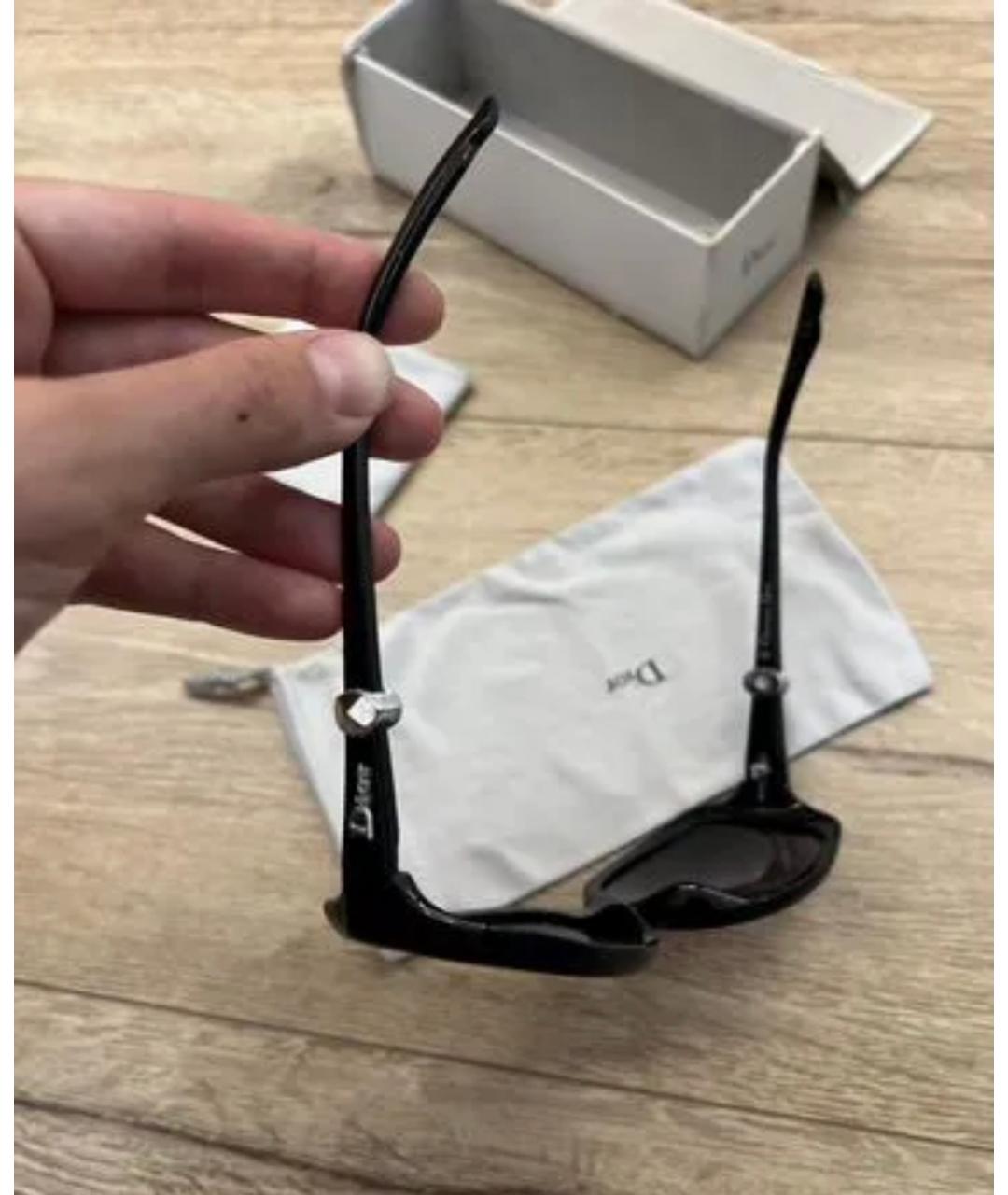 CHRISTIAN DIOR Черные пластиковые солнцезащитные очки, фото 3